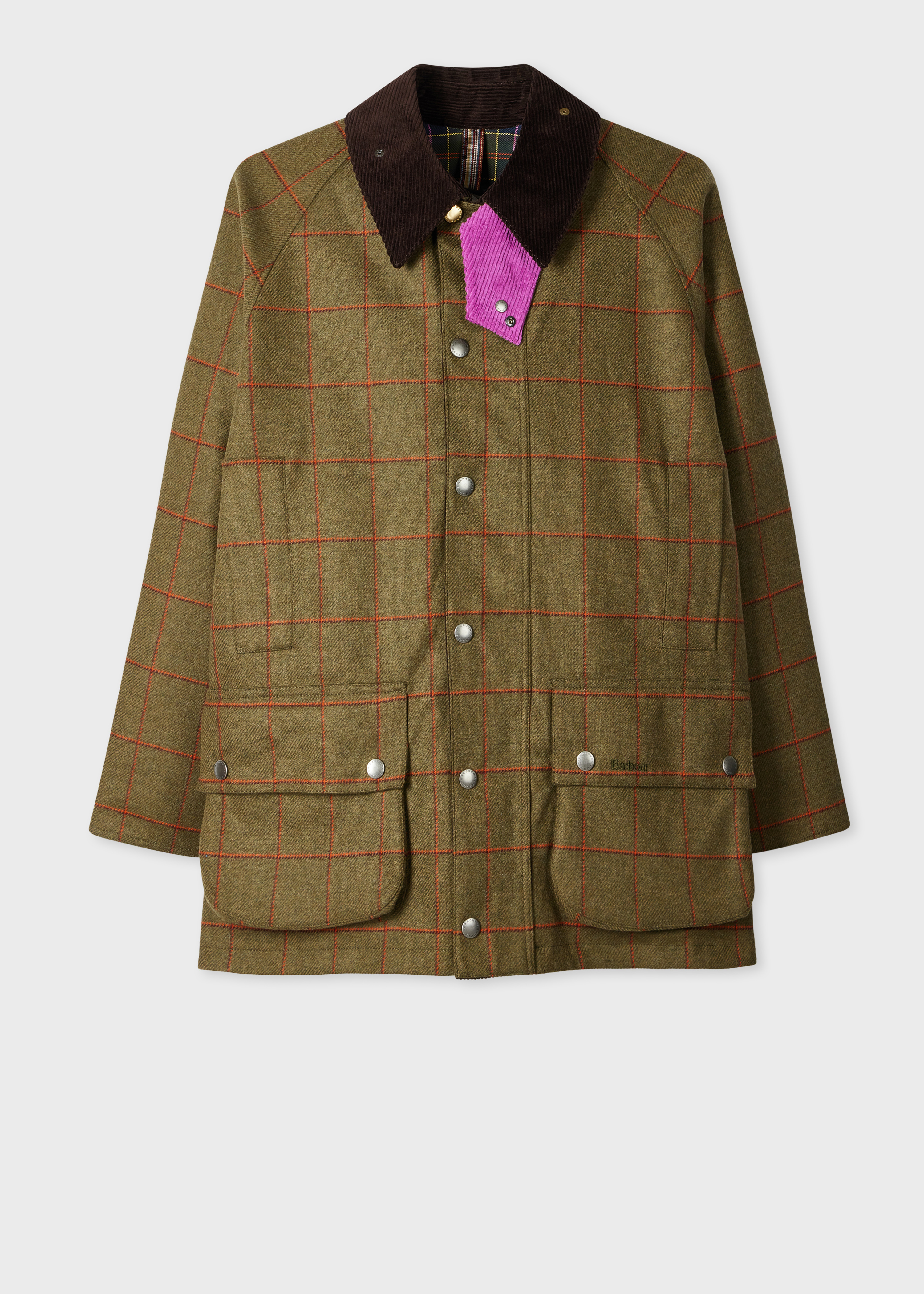 Paul Smith loves Barbour - Olive Windowpane Check Wool Beaufort Jacket primary image