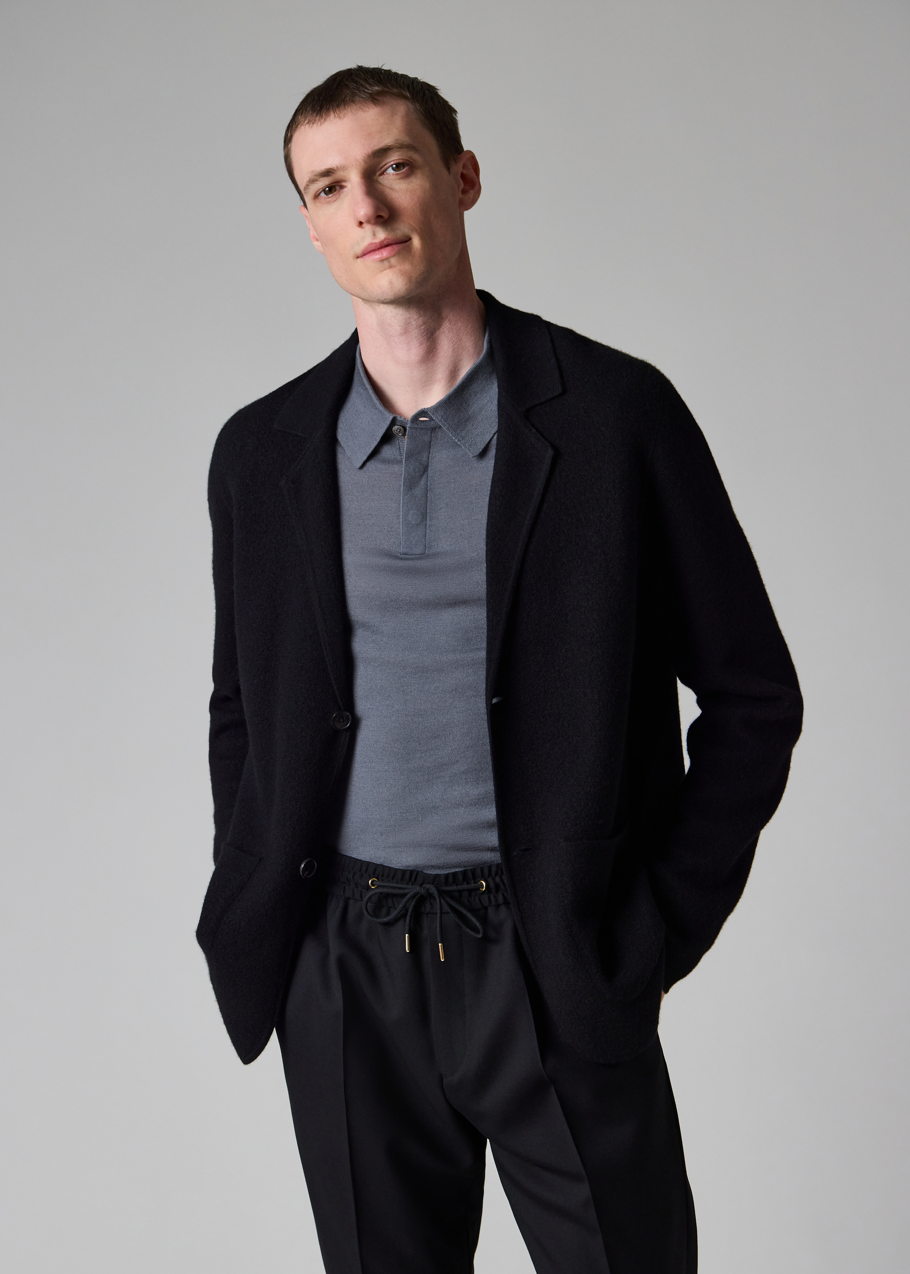 Paul Smith Black Merino Wool Knitted Cardigan Blazer | King