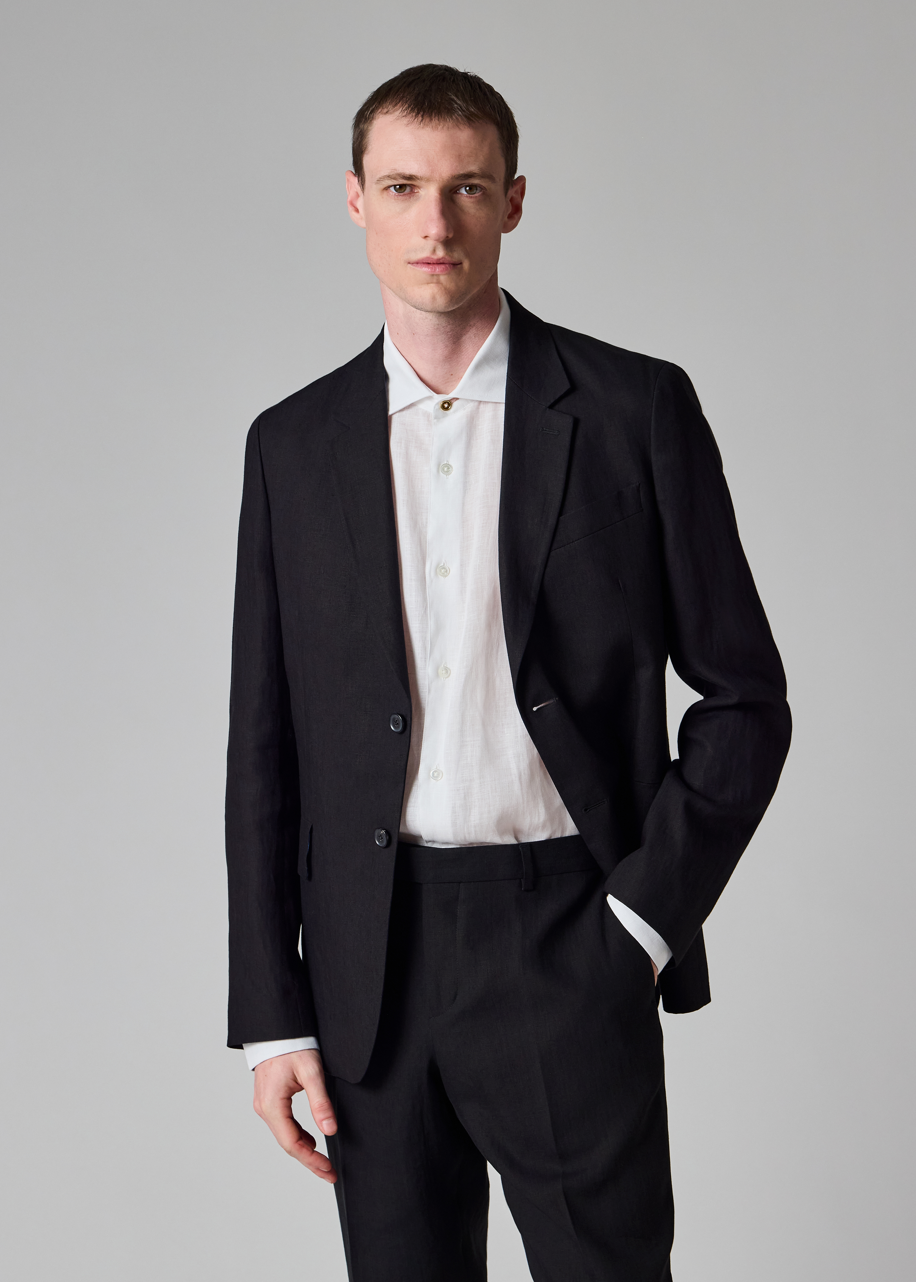 Dark Navy Linen Buggy-Lined Blazer thumbnail 7