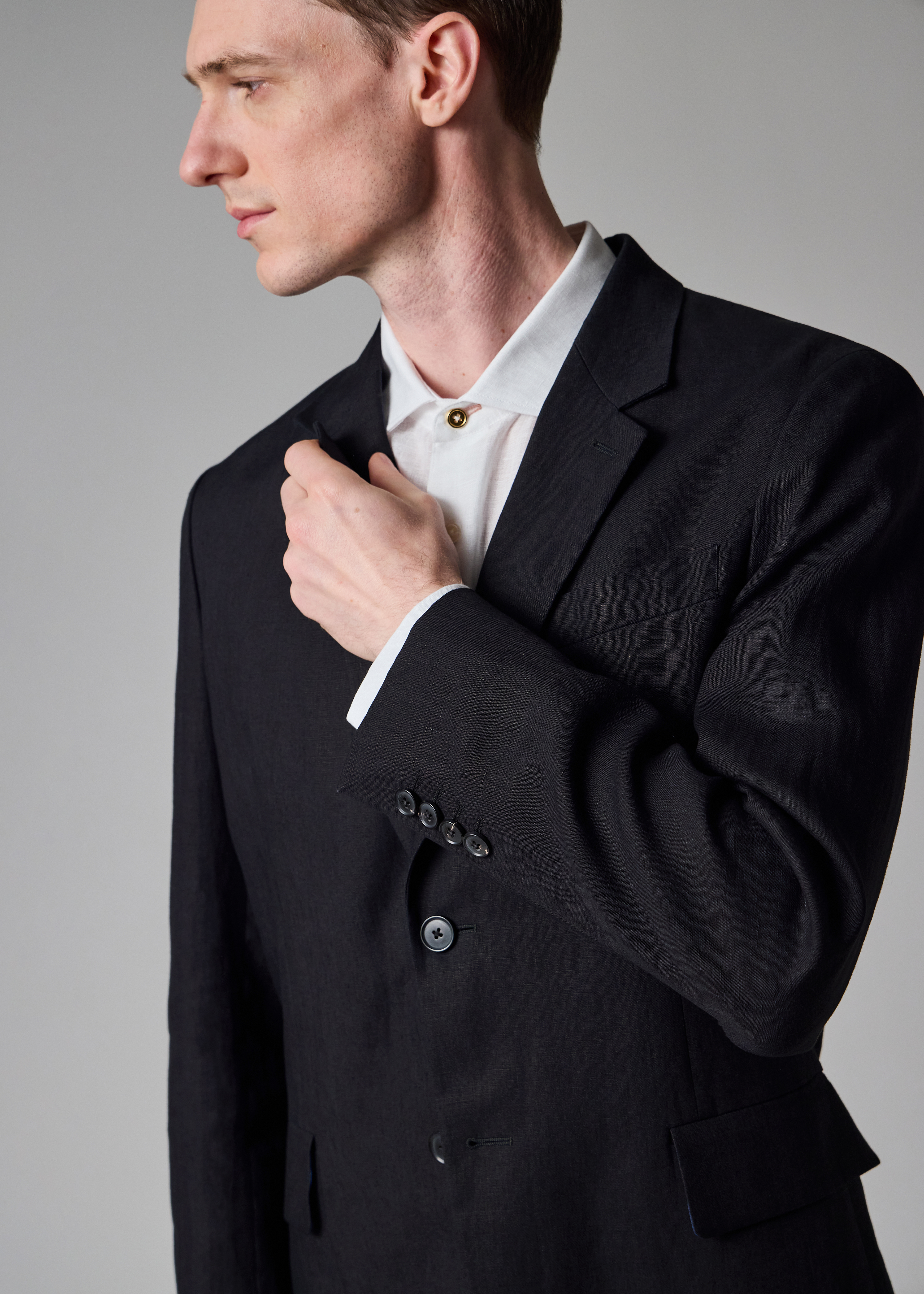 Dark Navy Linen Buggy-Lined Blazer thumbnail 8
