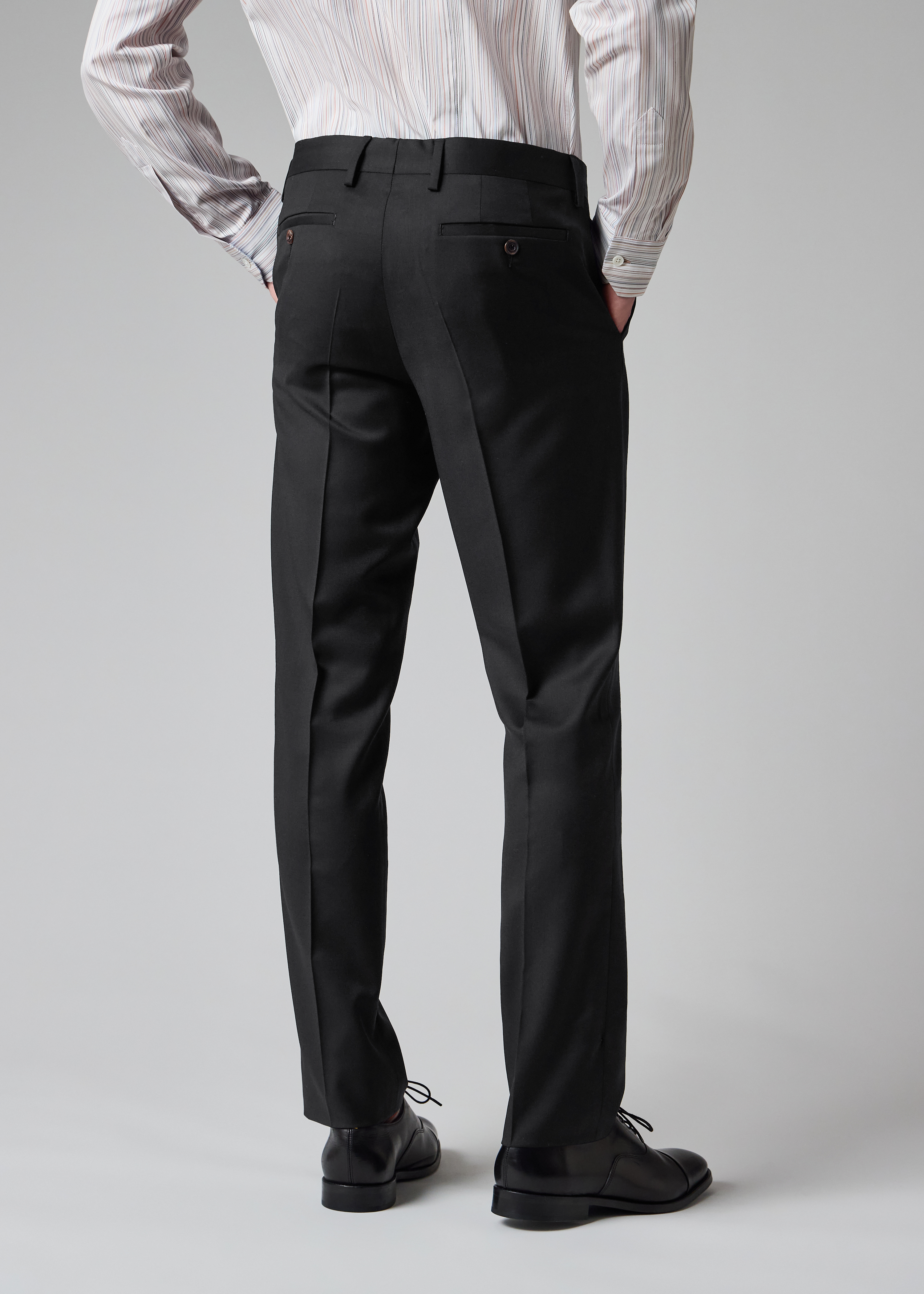 Tailored-Fit Black Wool Twill Two-Button Suit thumbnail 13