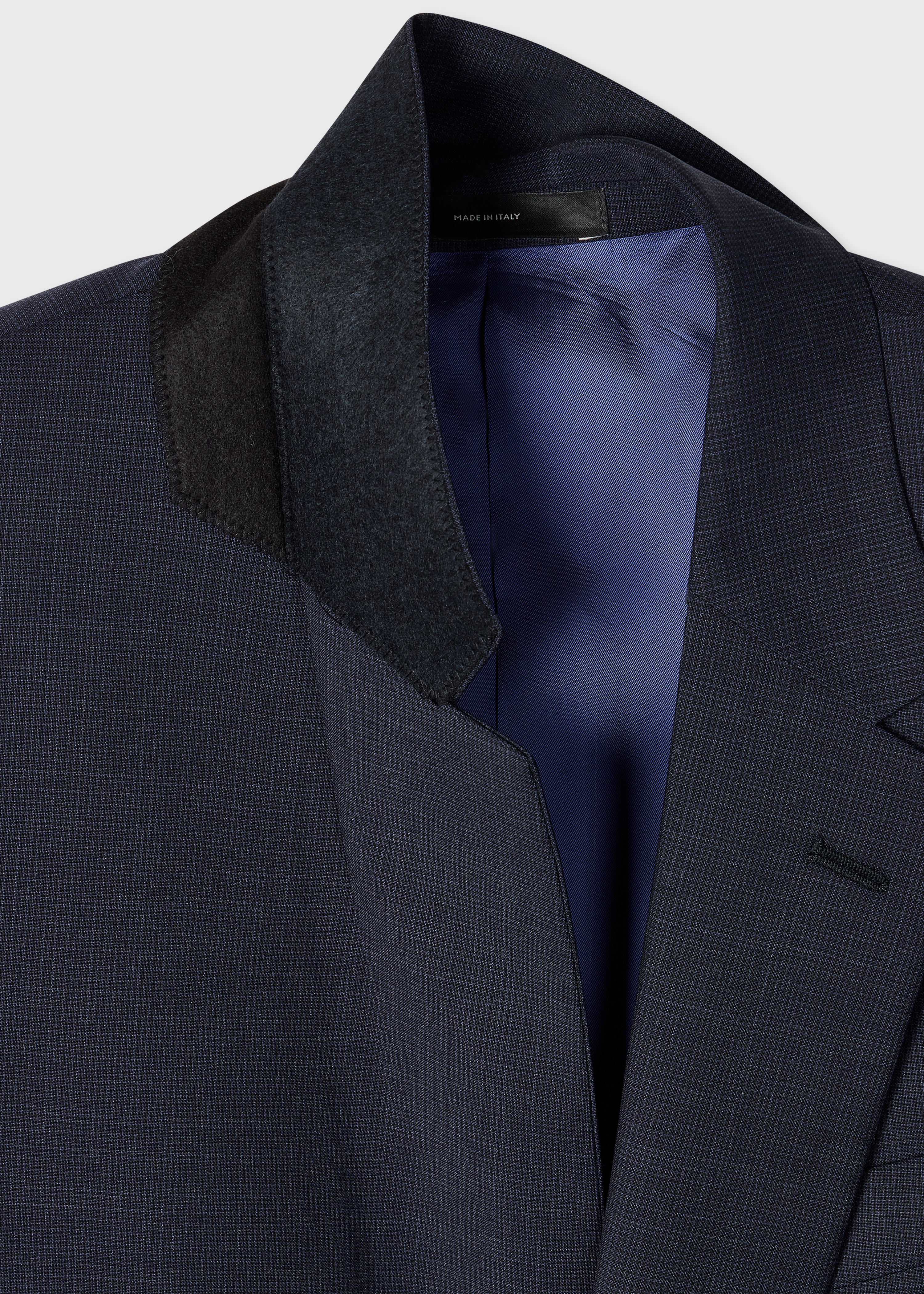 The Soho - Tailored-Fit Navy Houndstooth Wool Blazer thumbnail 3