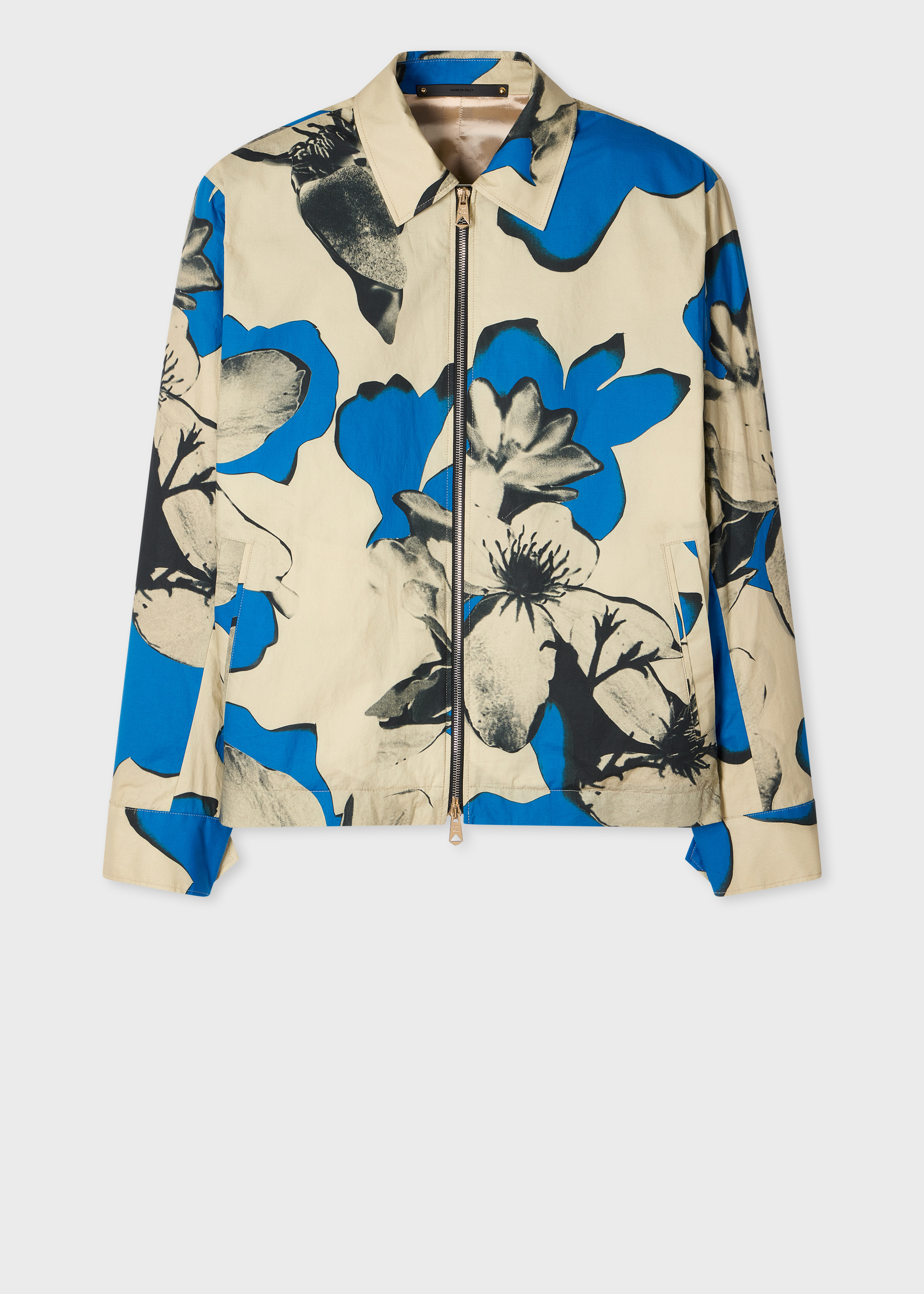 Blue and Ecru Floral Print Cotton Jacket primary image