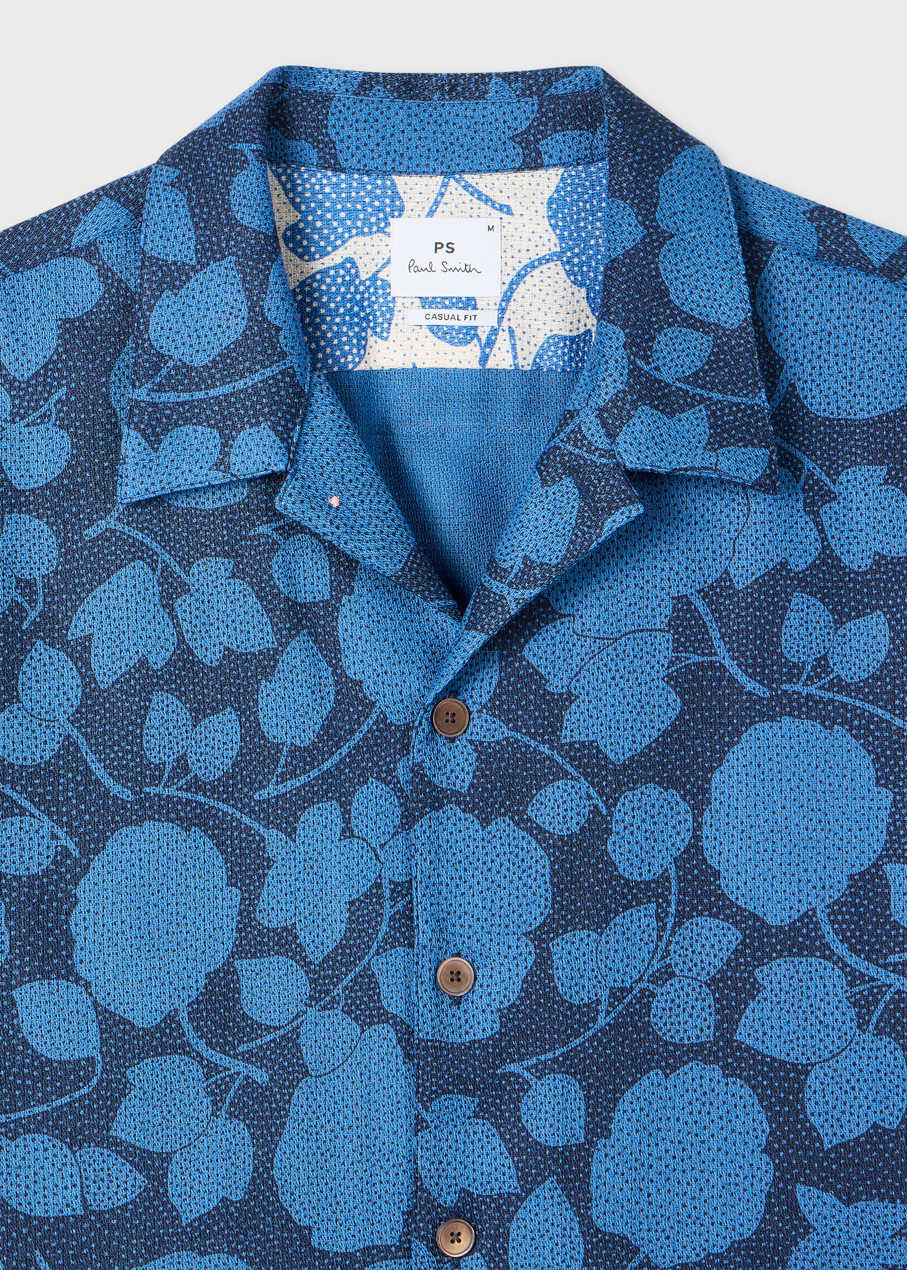 Men's Navy 'Perforated Floral' Cotton Shirt