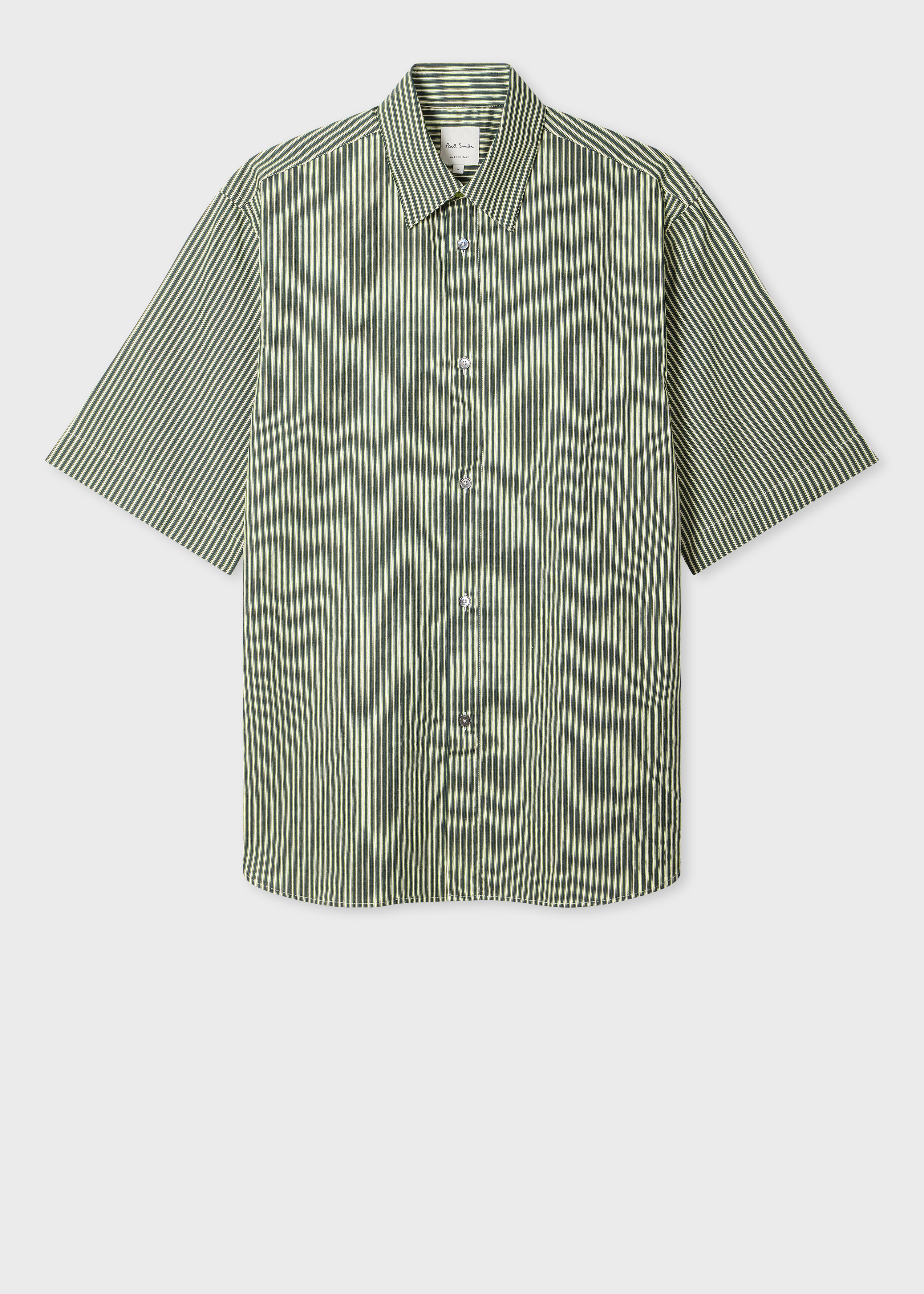 90s Paul Smith 黒×白色セットアップ ＋ 緑茶シャツ Men's Green Stripe Oversized Cotton-Silk Shirt
