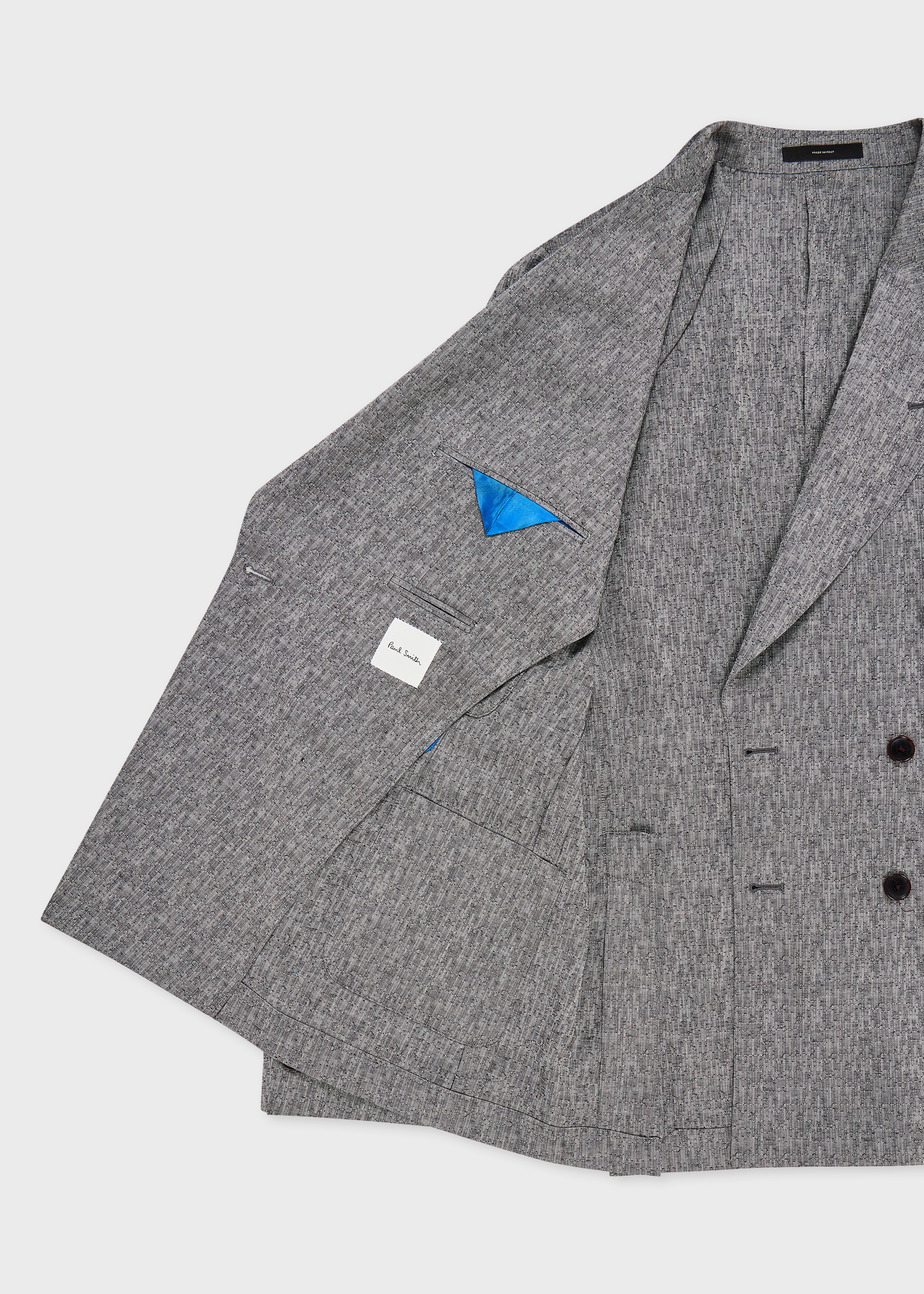 Grey Wool Jacquard Double-Breasted Suit