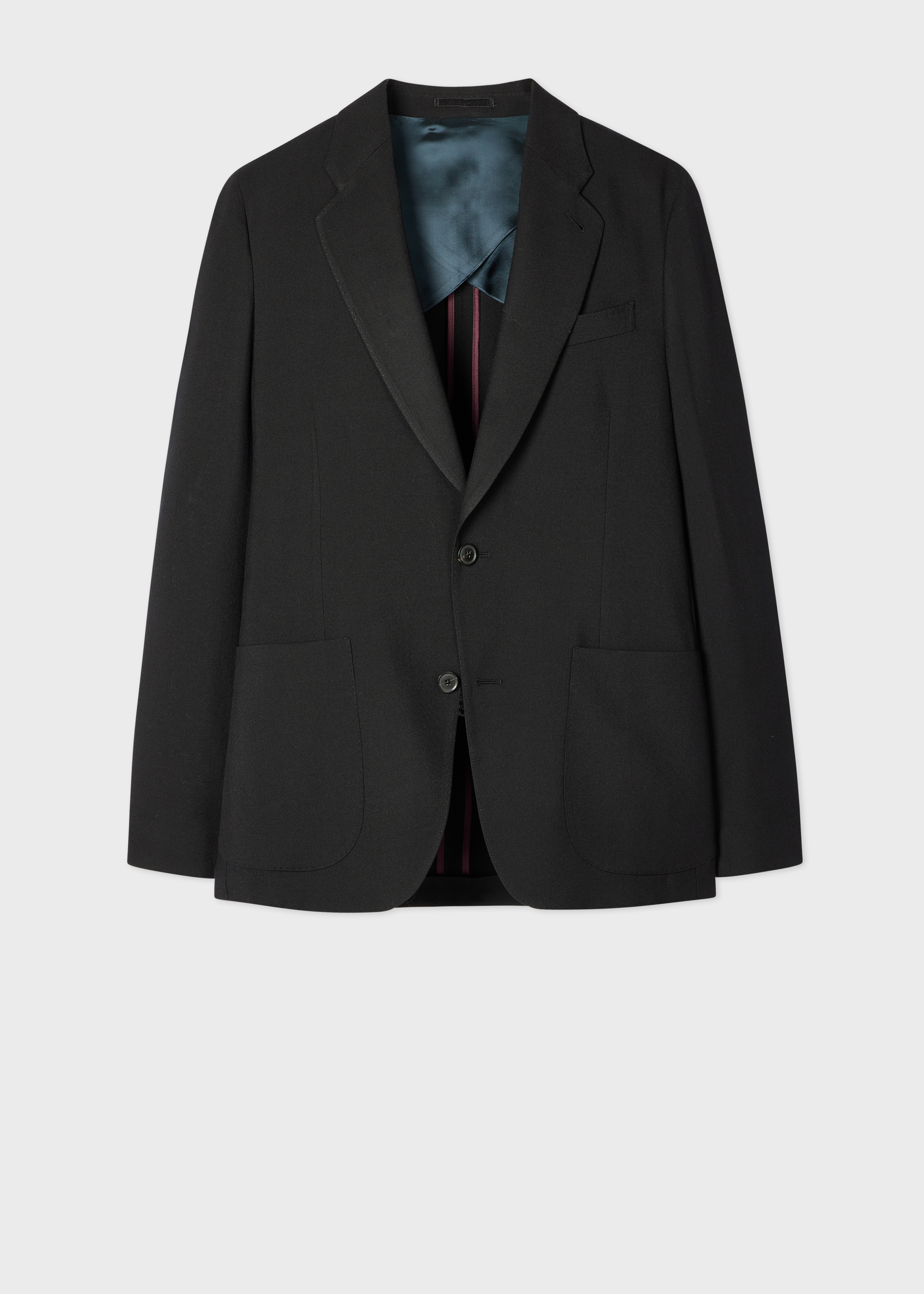 Black Two-Ply Merino Wool Patch-Pocket Blazer primary image