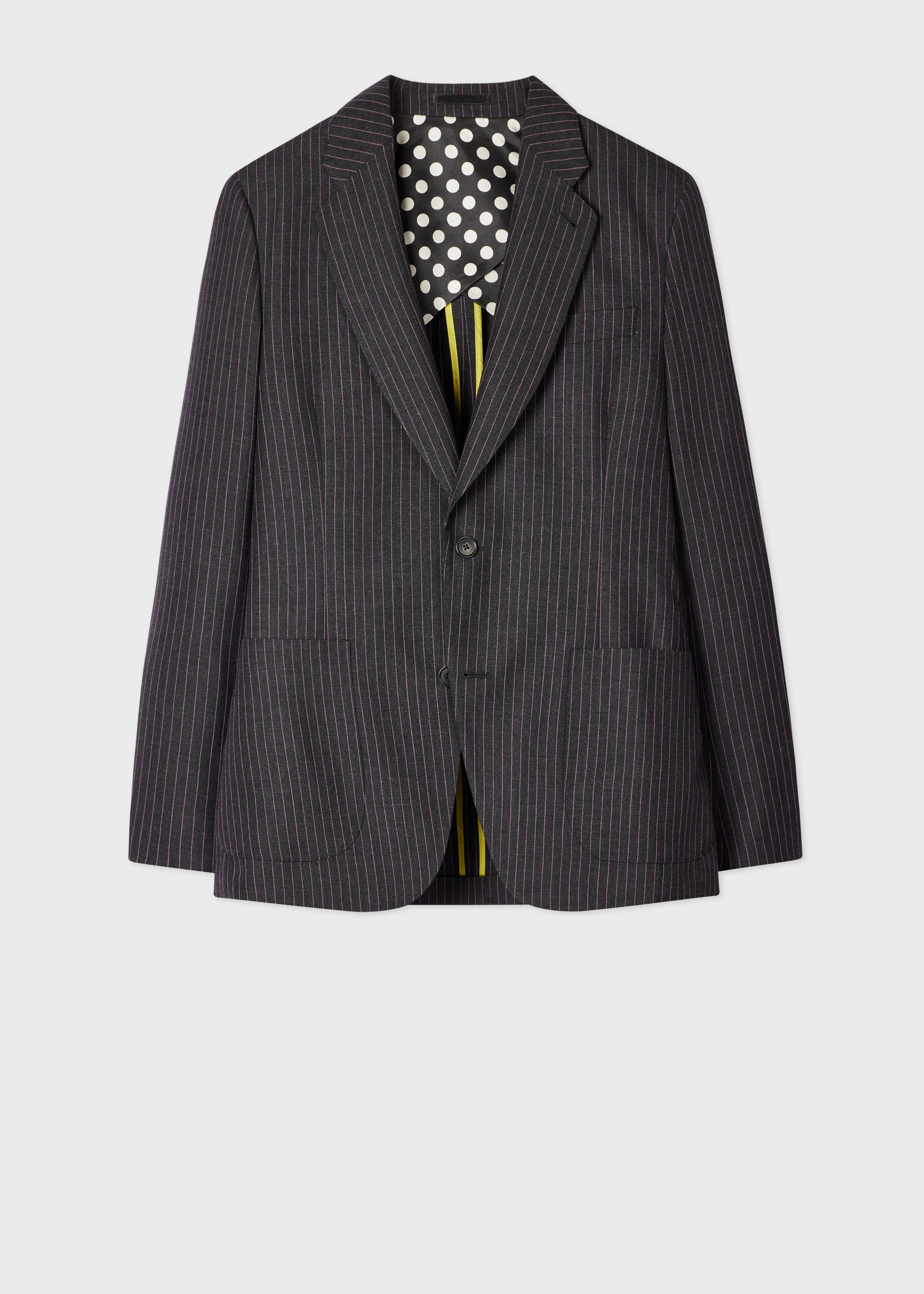Charcoal Pinstripe Wool Patch-Pocket Blazer primary image