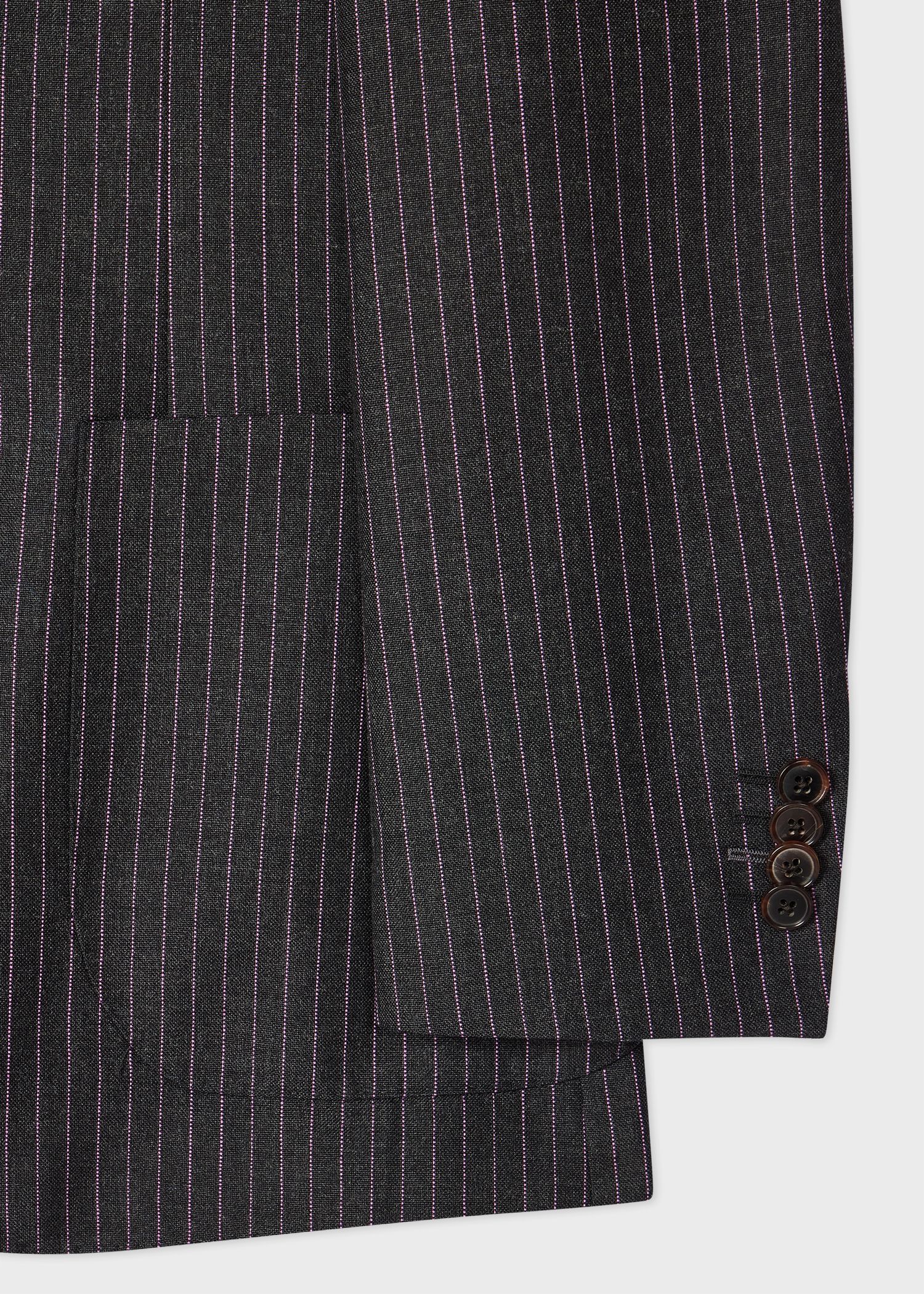 Charcoal Pinstripe Wool Patch-Pocket Blazer thumbnail 5