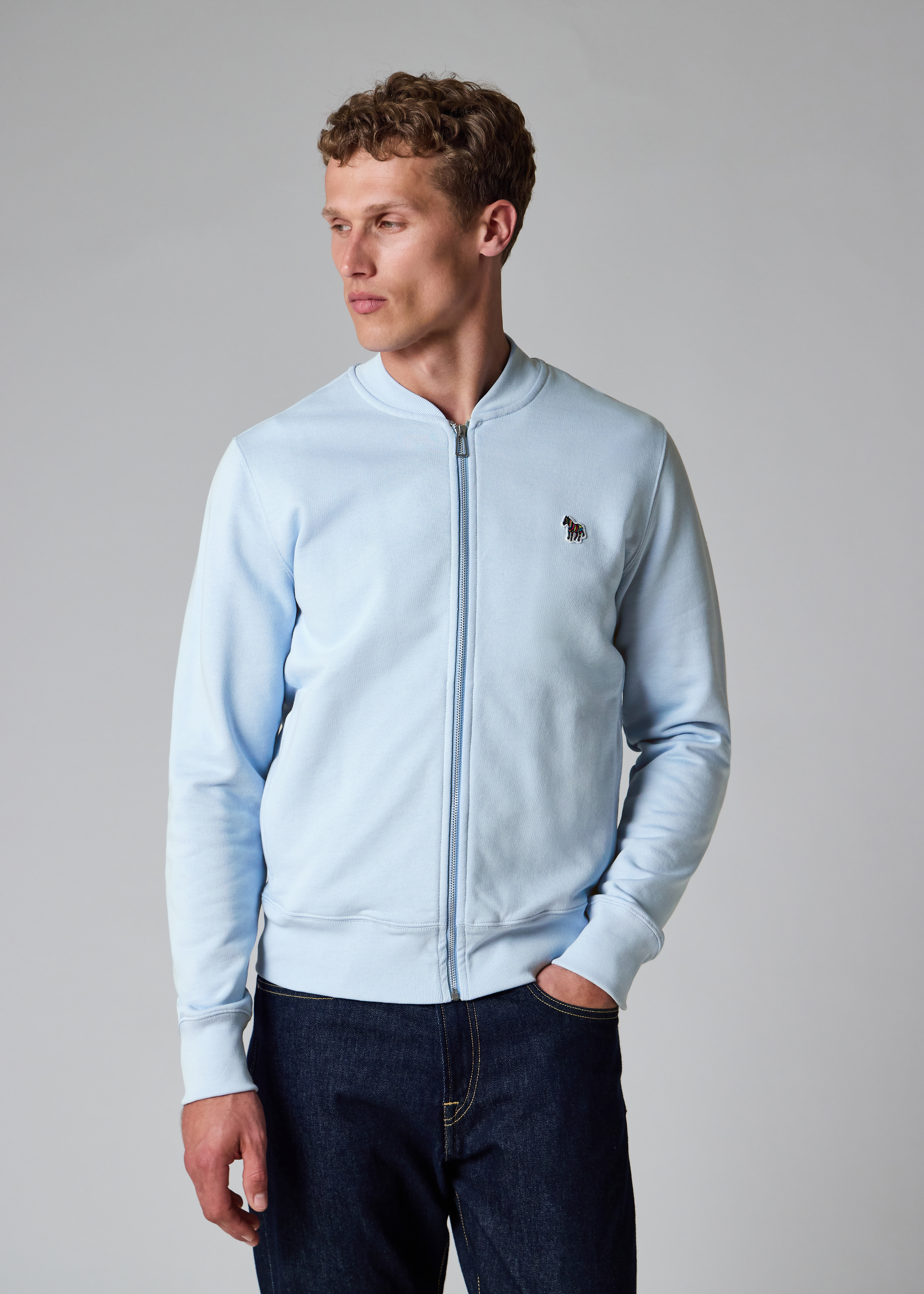 Navy 'Zebra' Logo Cotton Bomber Jacket
