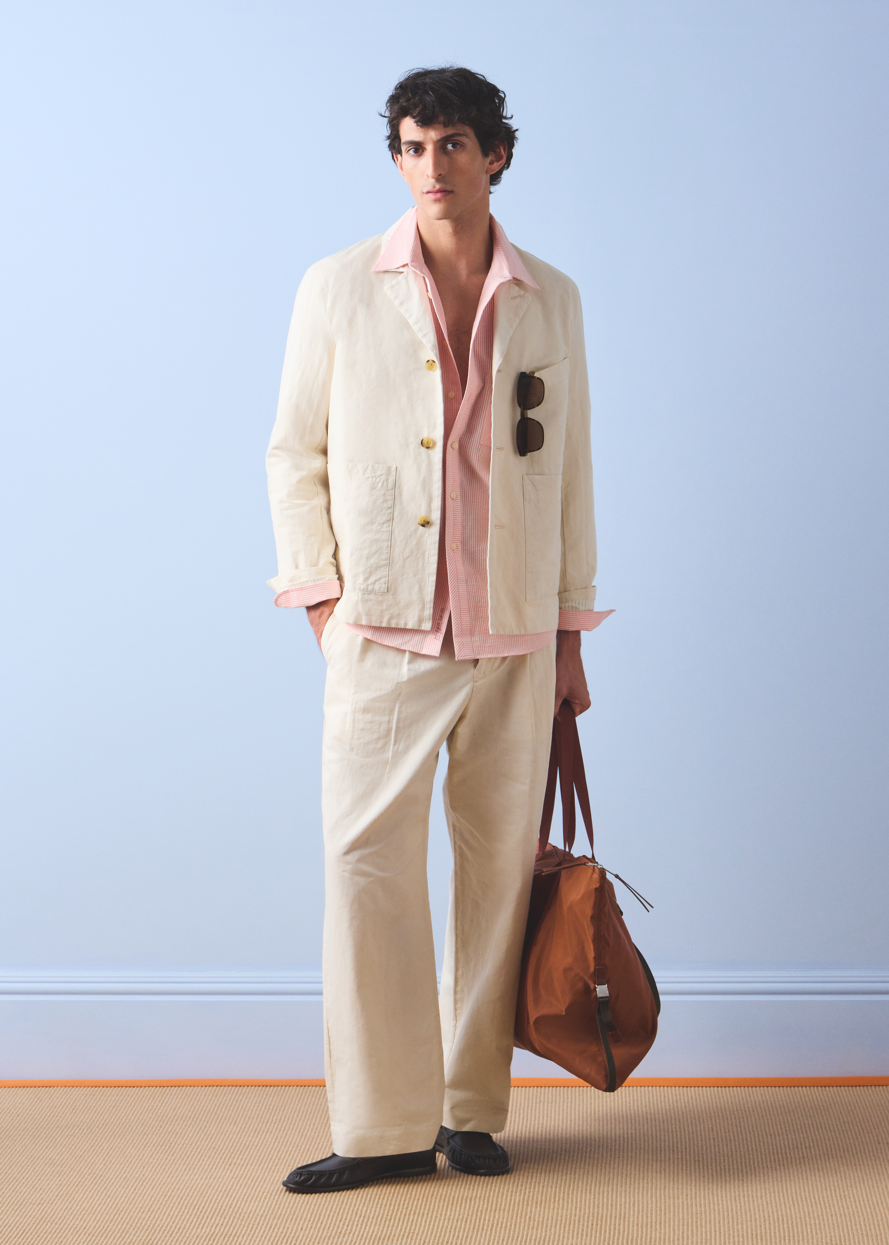 Cream Cotton-Linen Three-Button Jacket thumbnail 2