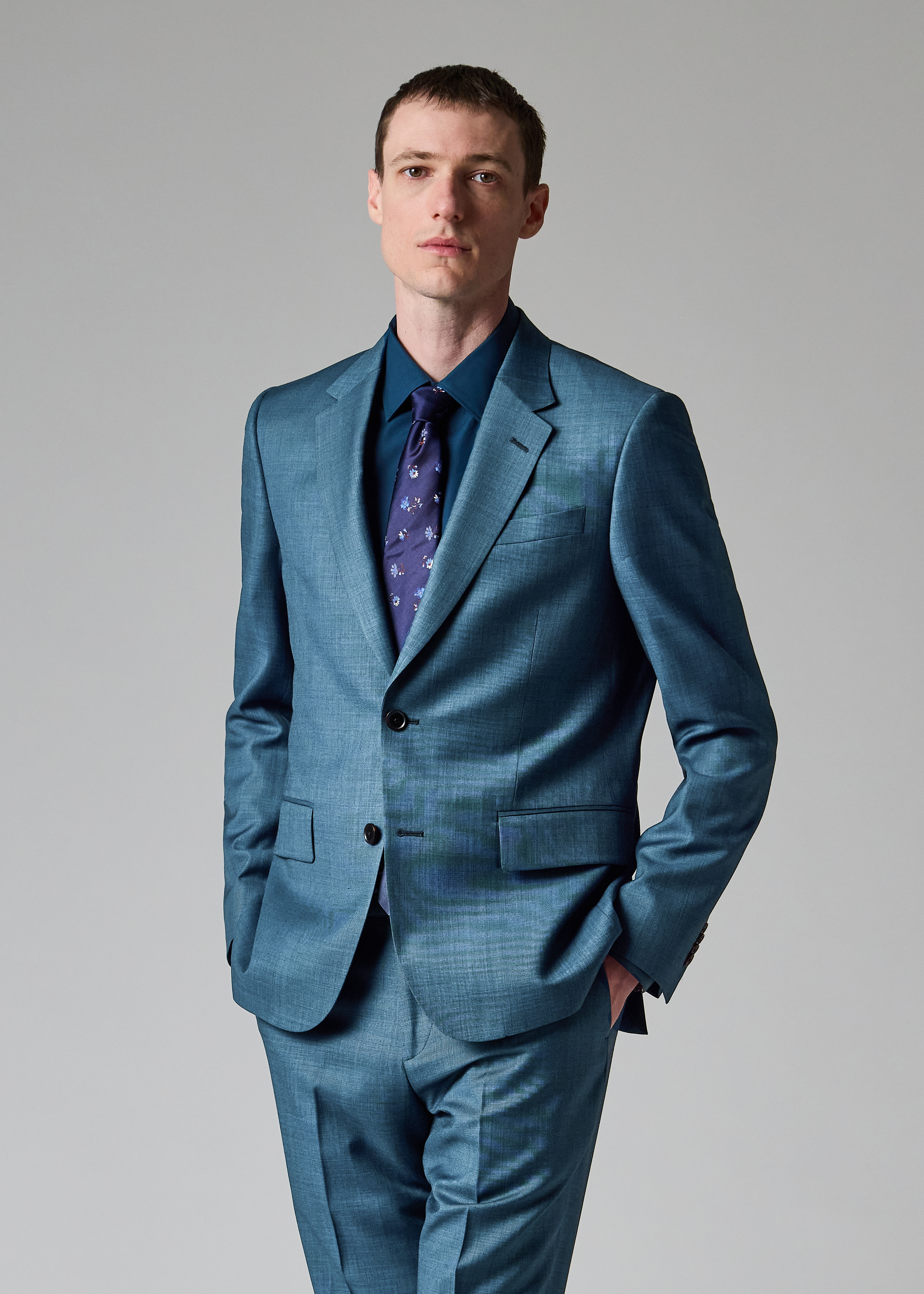 The Soho - Teal Sharkskin Wool Suit thumbnail 4
