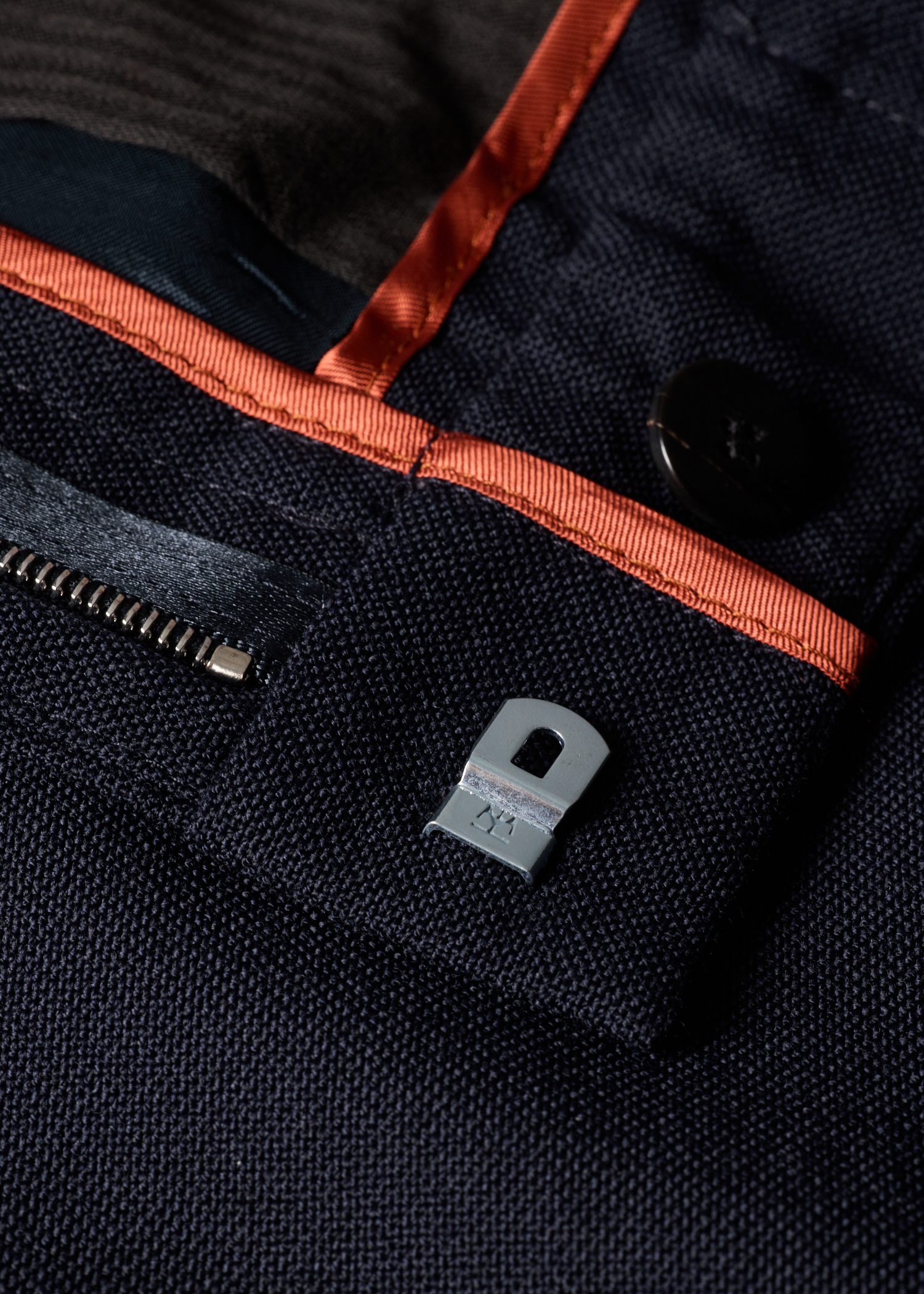 Navy Two-Ply Hopsack Wool Elasticated-Waist Trousers thumbnail 6