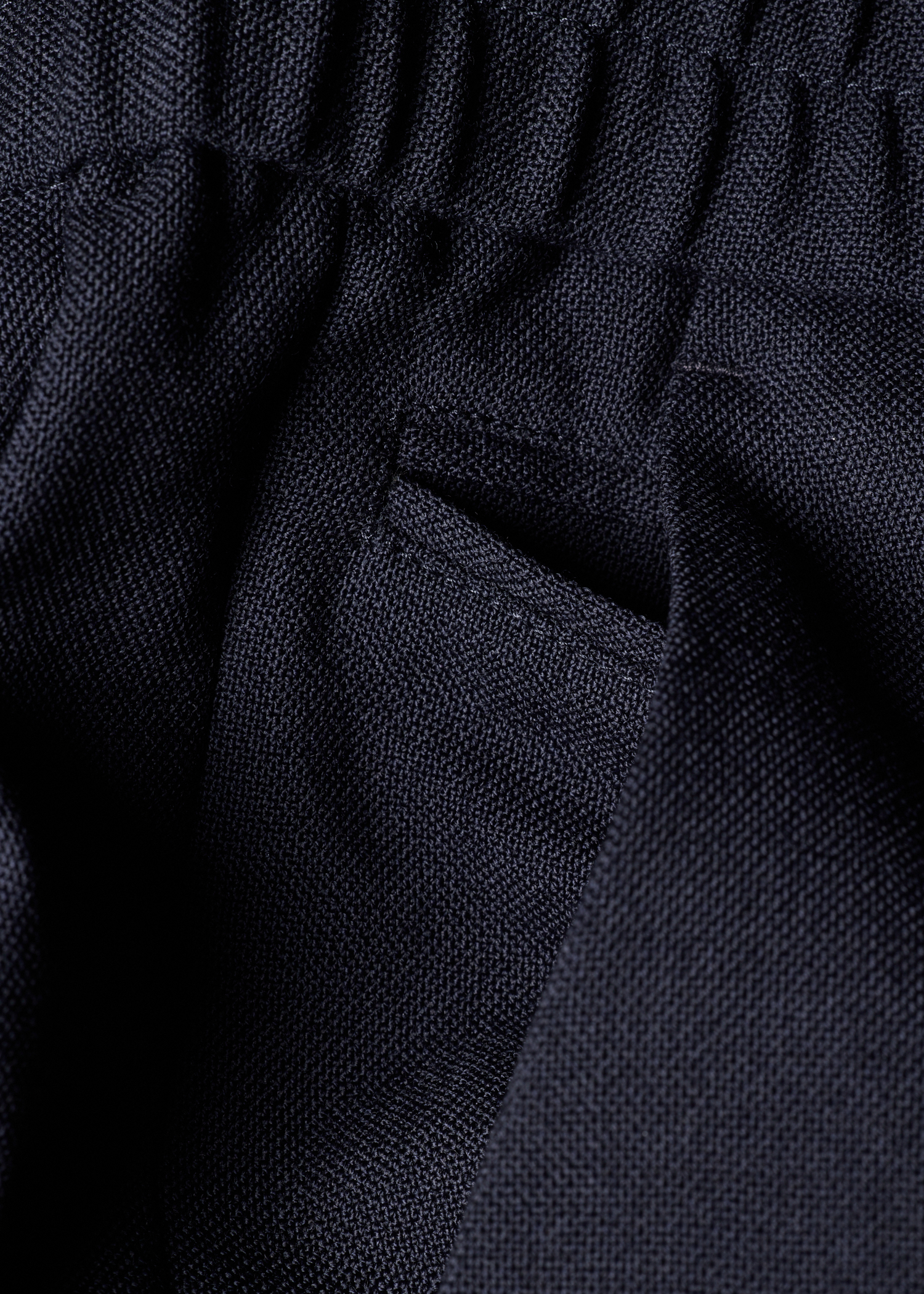 Navy Two-Ply Hopsack Wool Elasticated-Waist Trousers thumbnail 7
