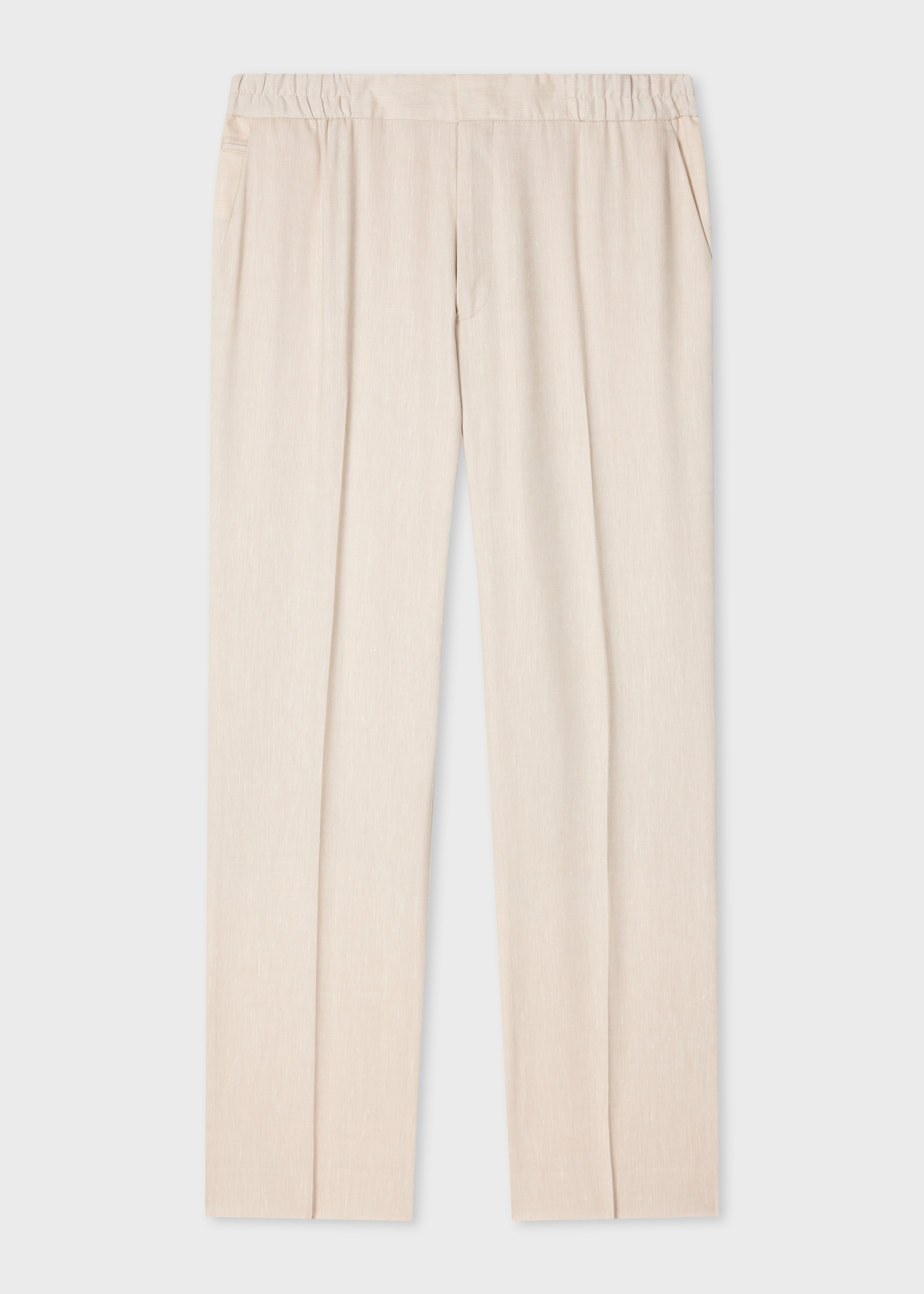 Ivory Linen and Tropical Wool Blend Elasticated Trousers primary image