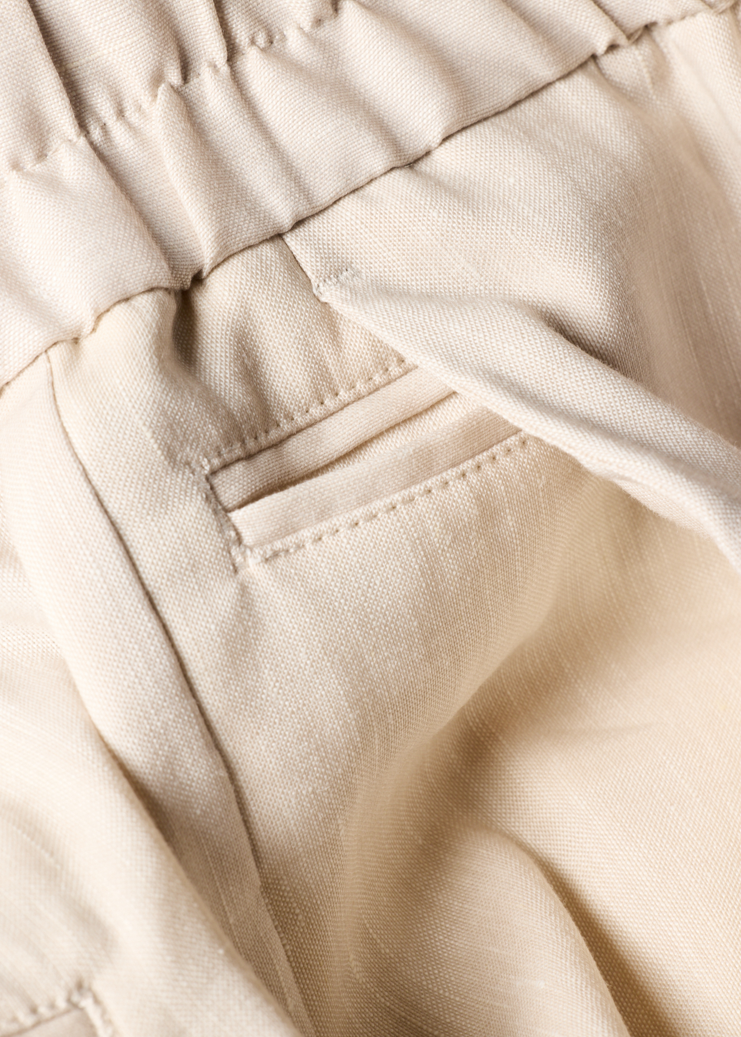 Ivory Linen and Tropical Wool Blend Elasticated Trousers thumbnail 7