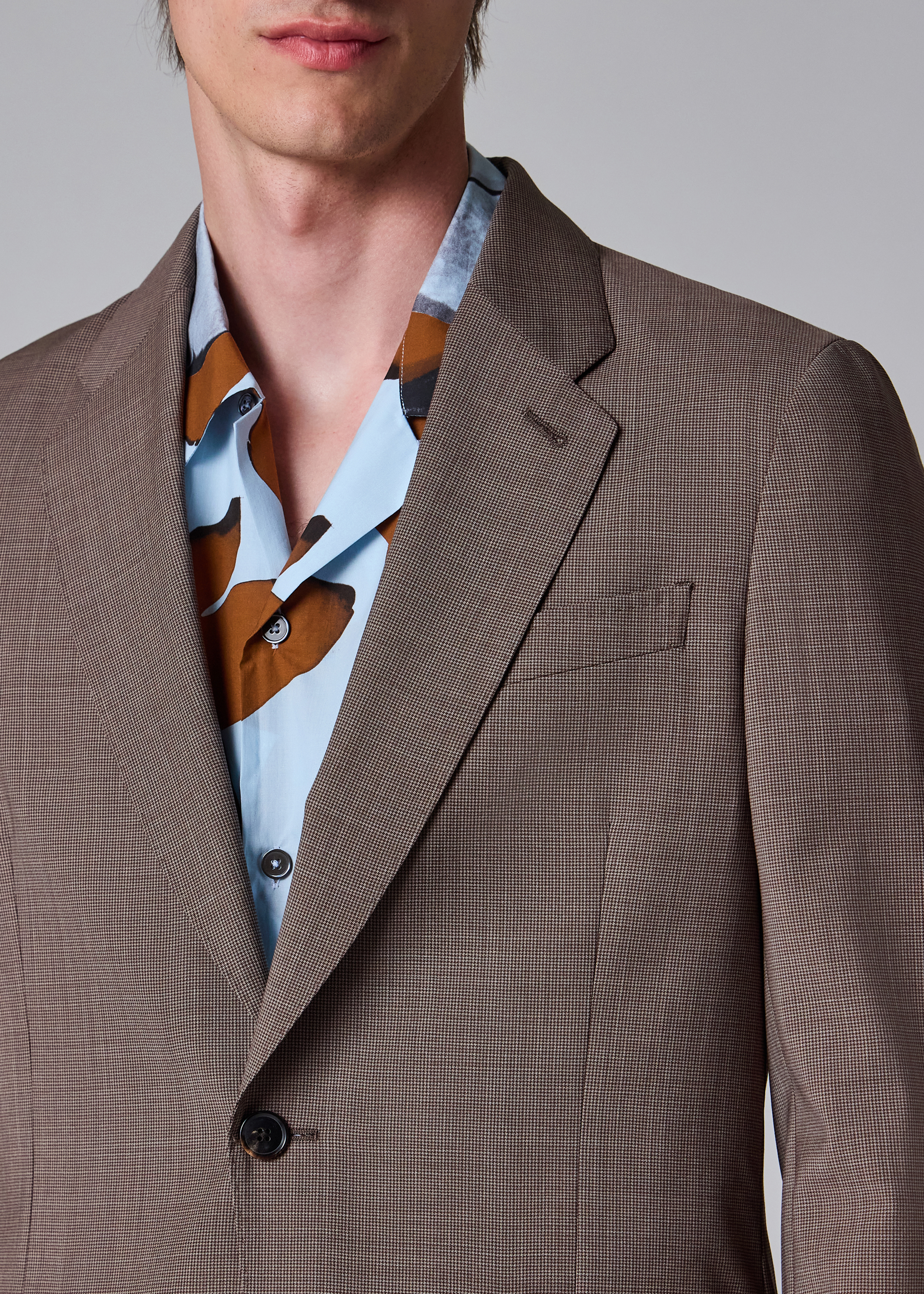 Brown Houndstooth Wool Patch-Pocket Blazer thumbnail 9
