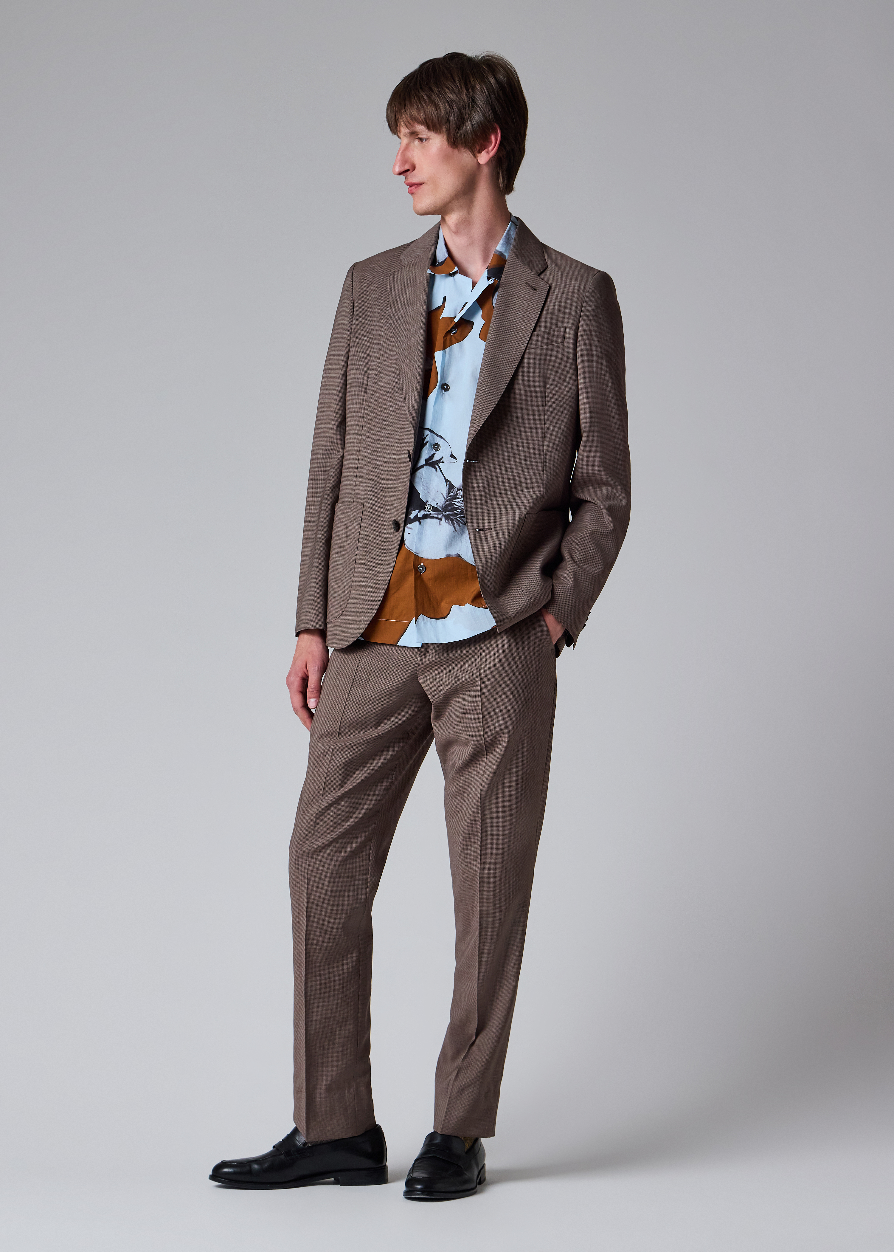 Slim-Fit Brown Houndstooth Wool Trousers thumbnail 9