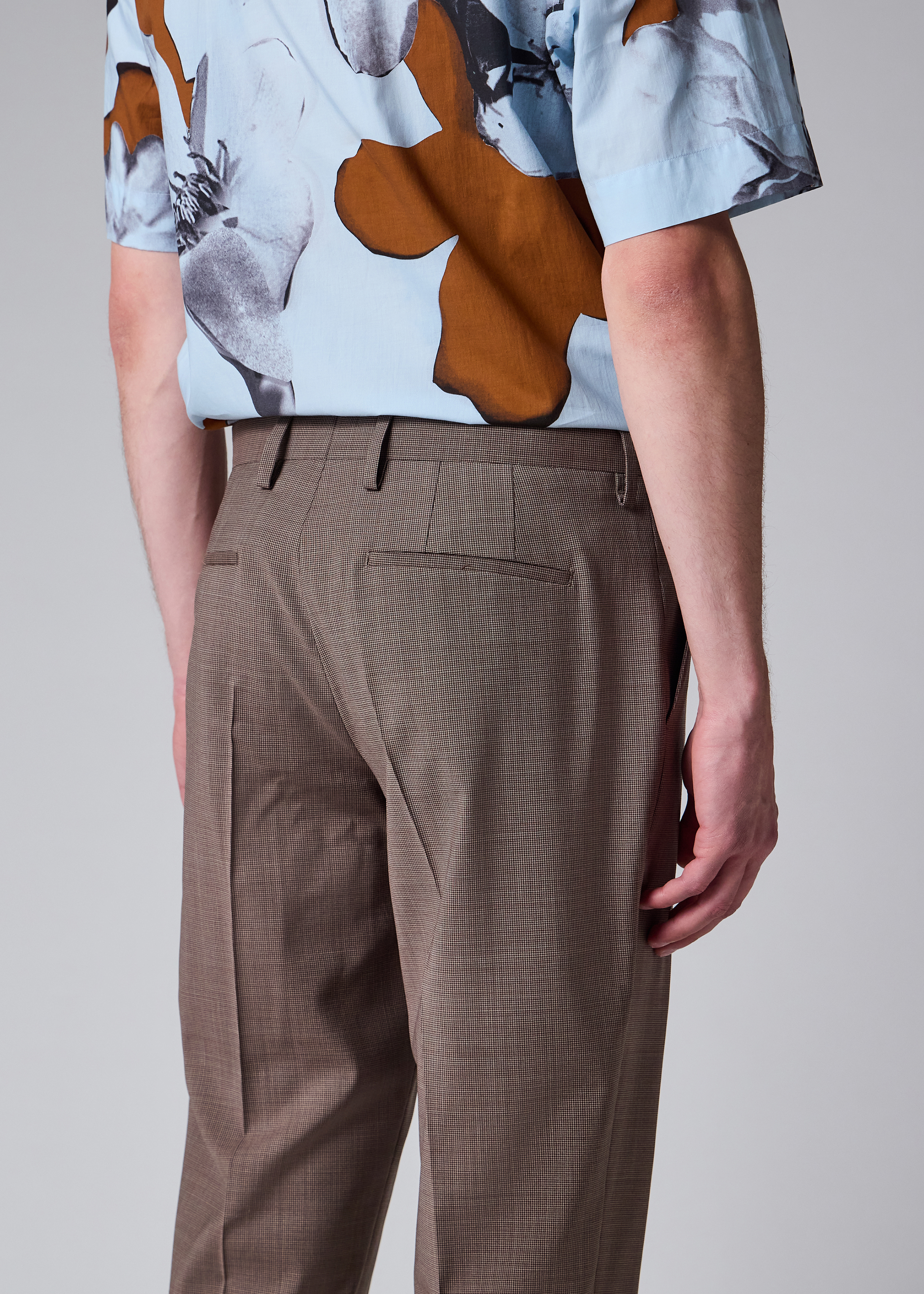 Slim-Fit Brown Houndstooth Wool Trousers thumbnail 5