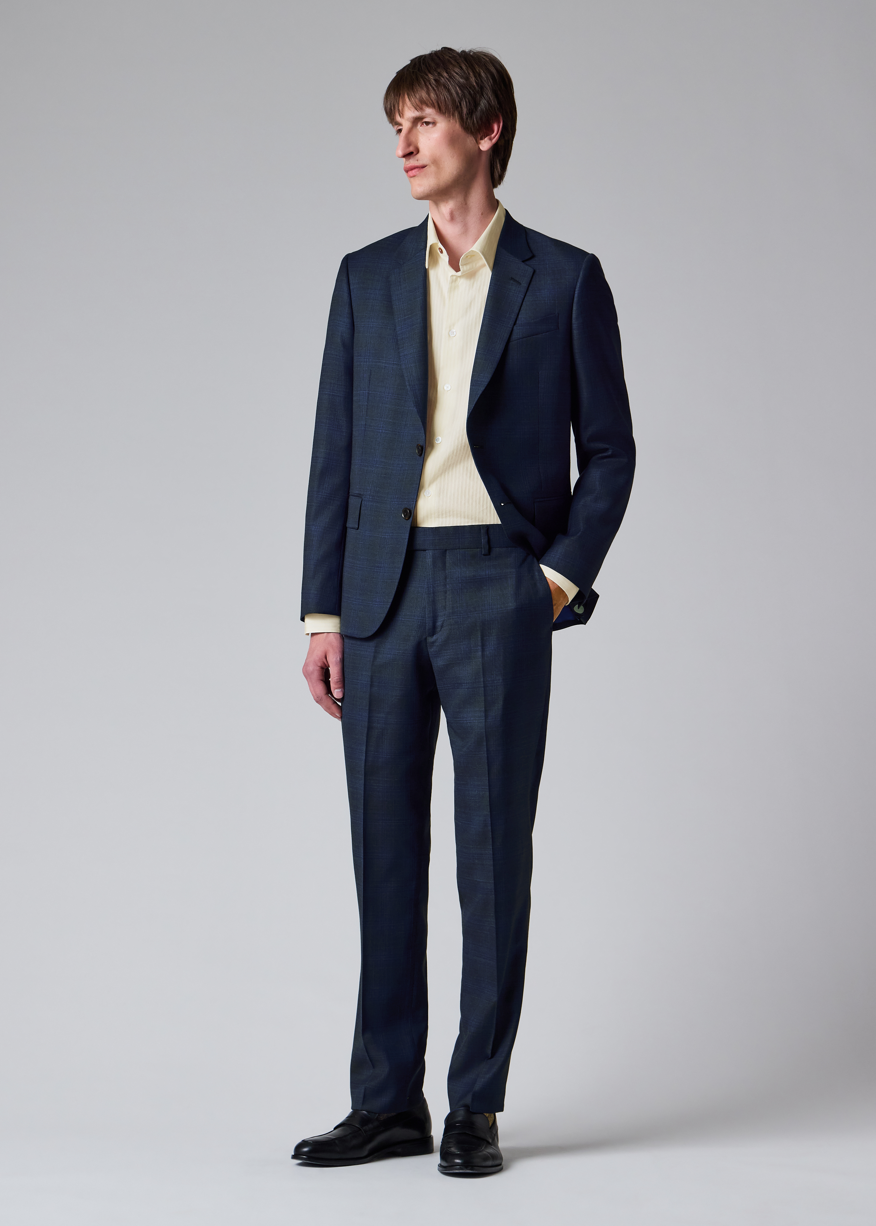 The Soho - Navy Superfine Merino Wool Check Suit thumbnail 2