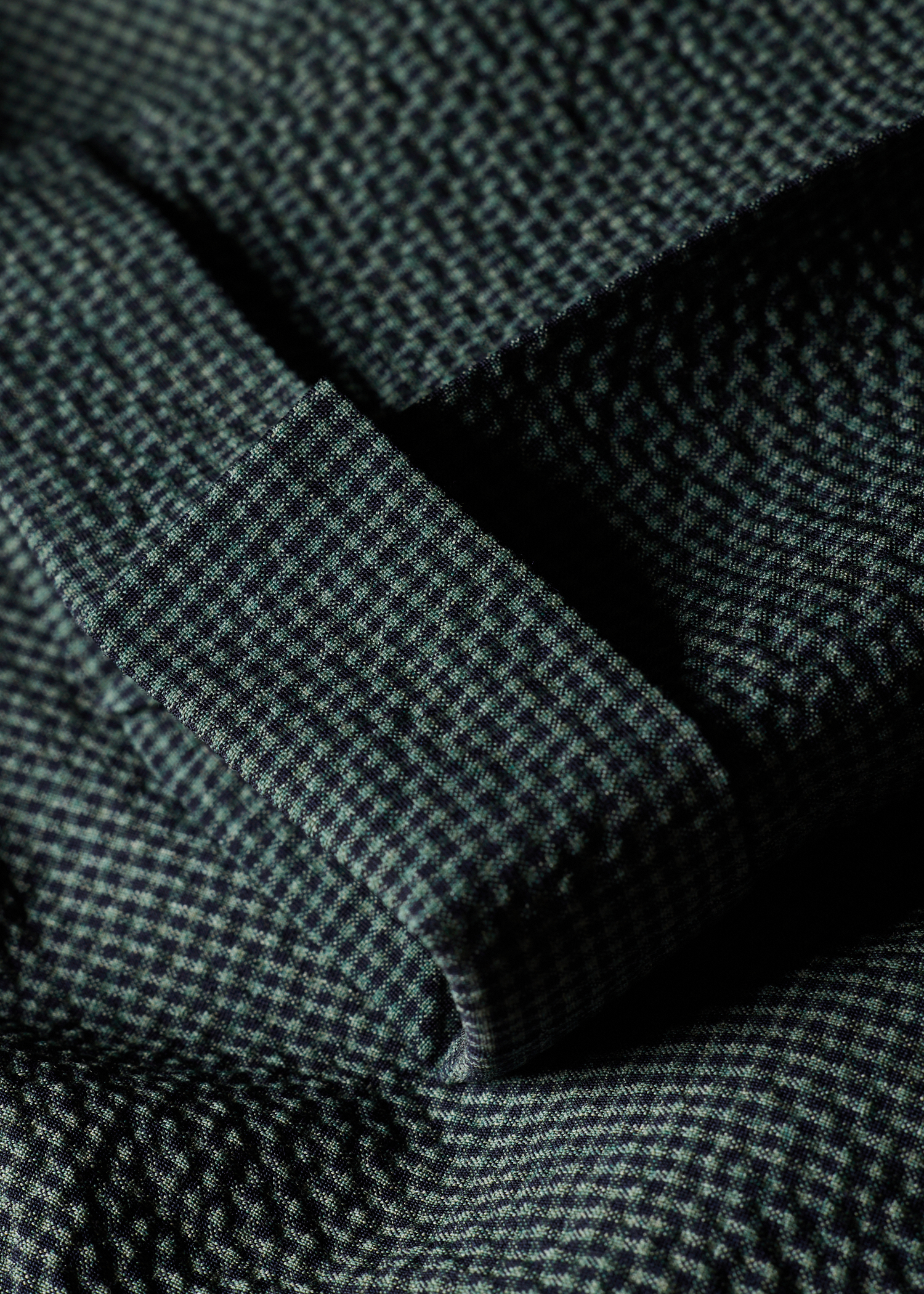 Dark Green Stretch-Wool Seersucker Check Trousers thumbnail 9