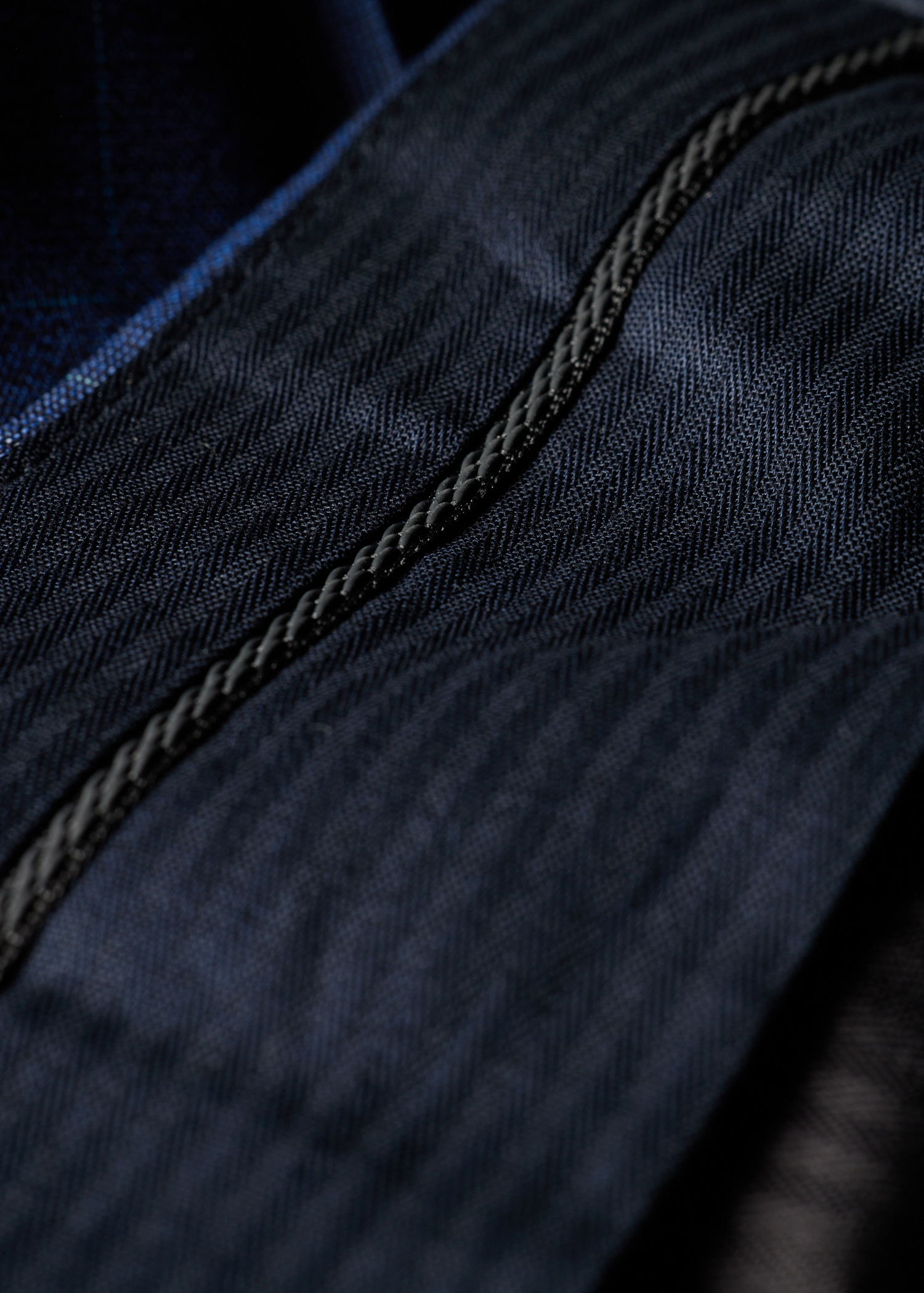 Navy Space-Dye Check Wool Pleated Trousers thumbnail 6