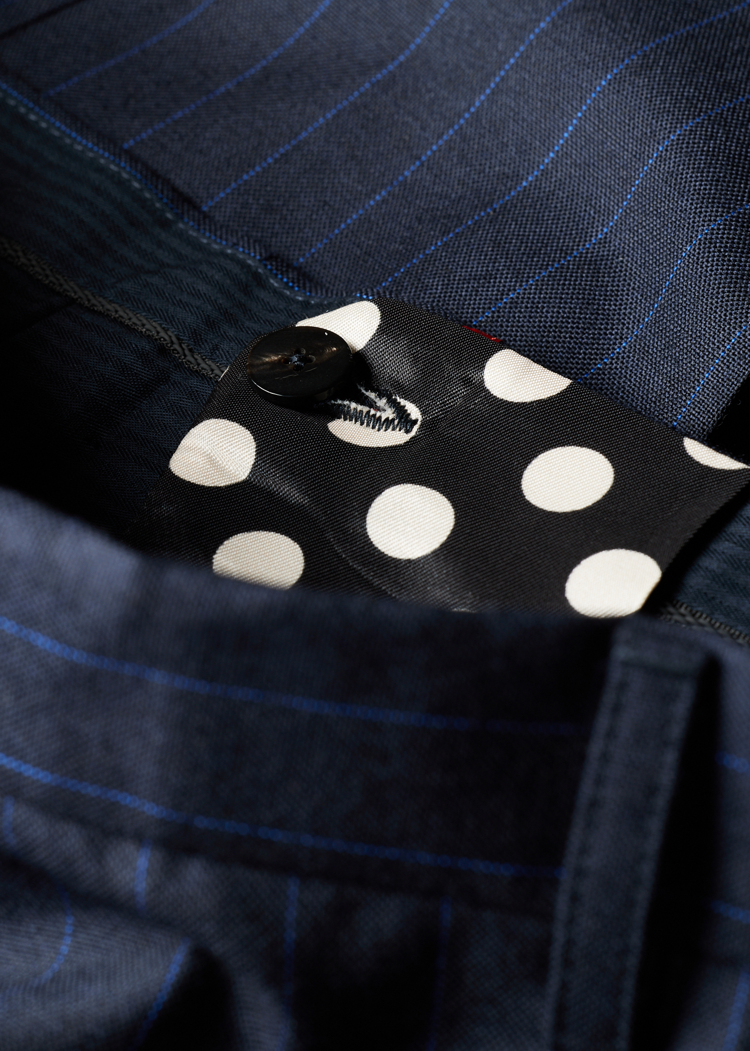 Navy Pinstripe Wool Pleated Trousers thumbnail 5