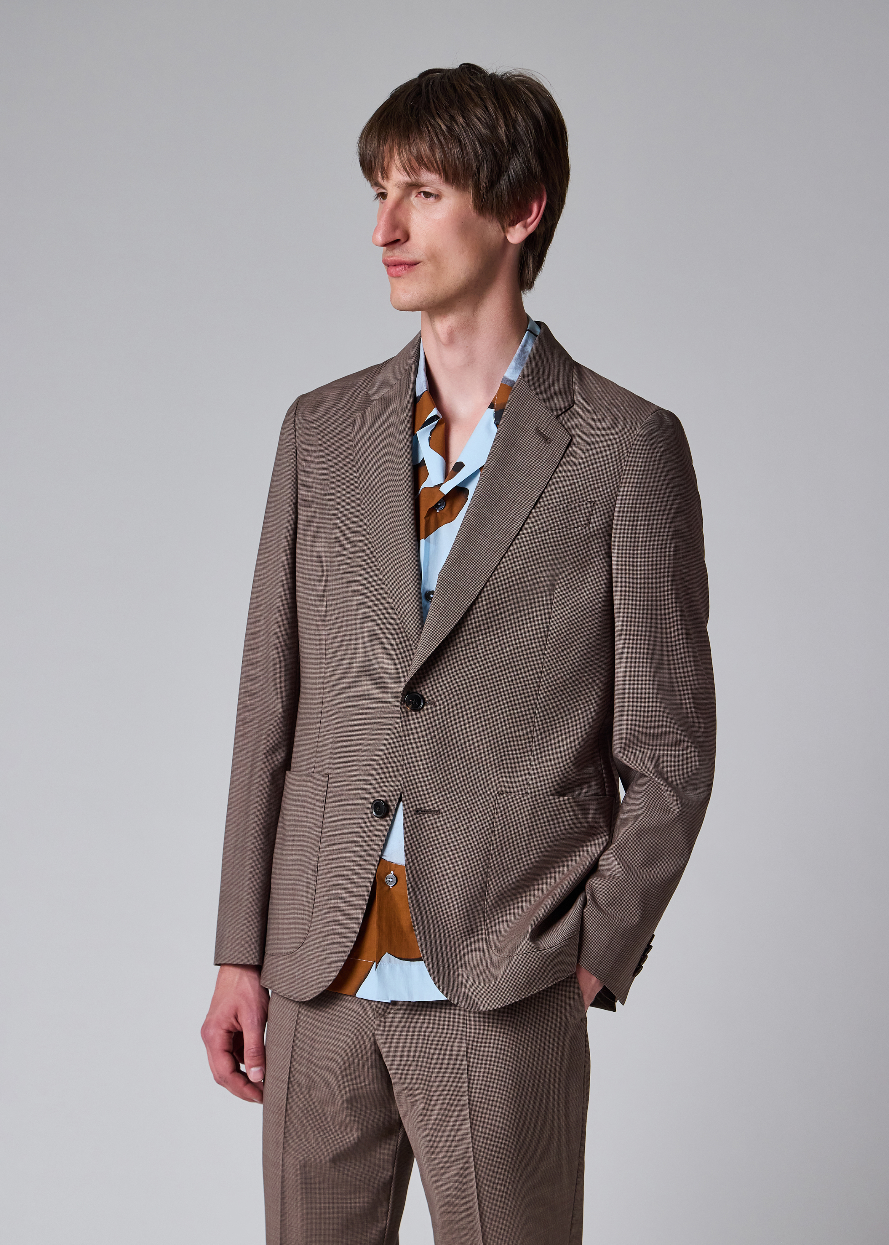 Brown Houndstooth Wool Patch-Pocket Blazer thumbnail 2