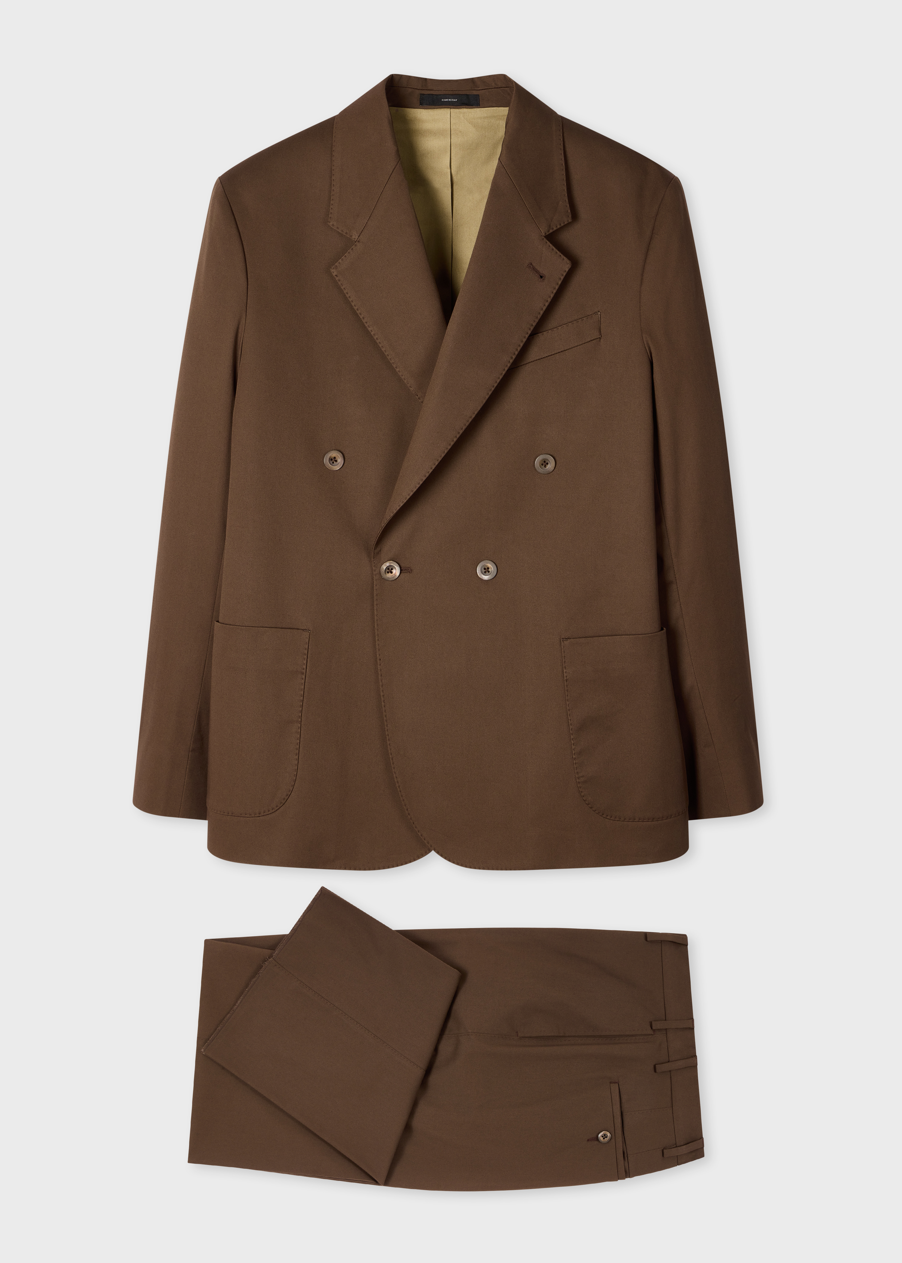 Brown Cotton-Twill Double-Breasted Suit primary image