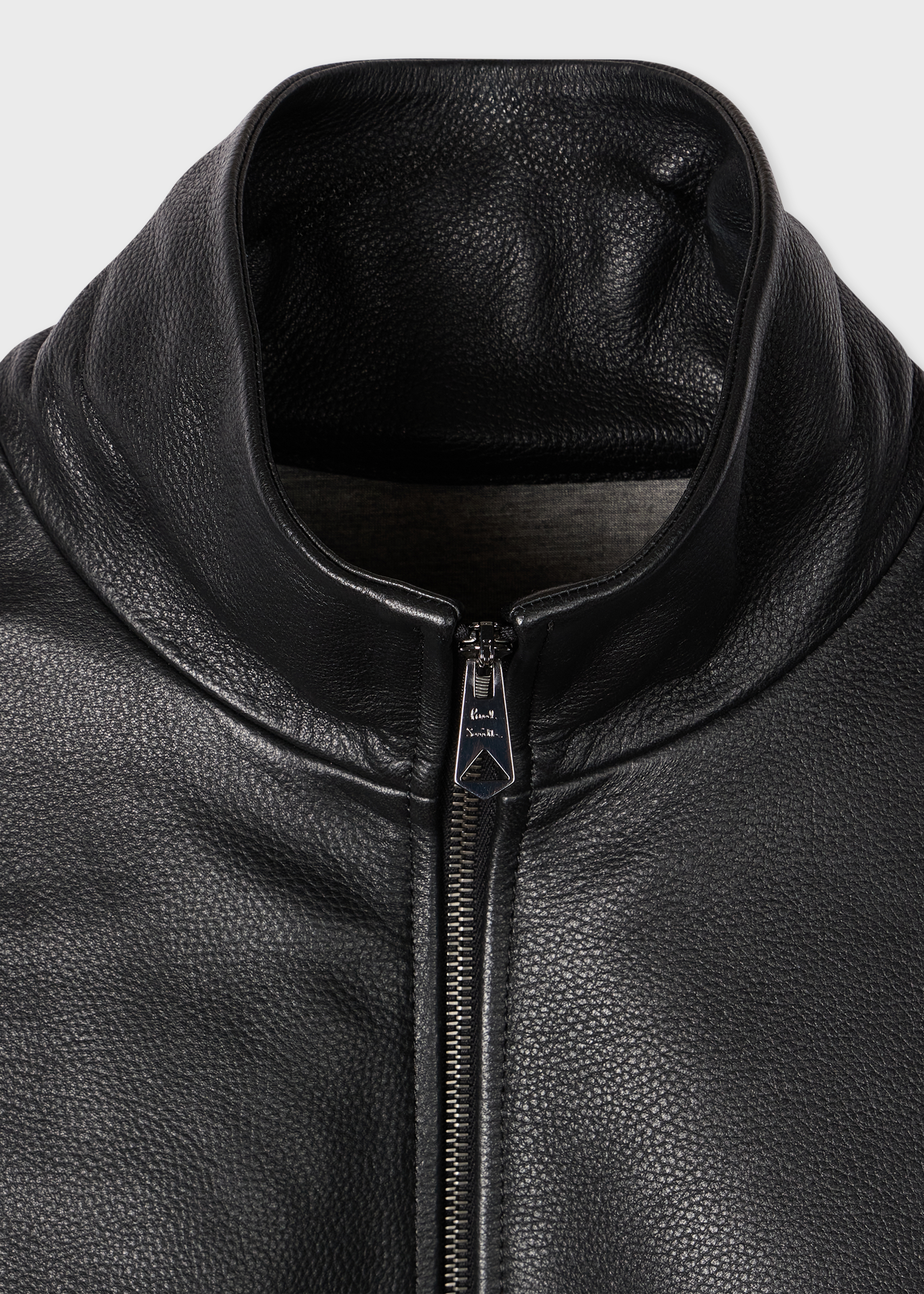 ジャケット・アウター Paul Smith cut-off leather jacket riri Women's Black Leather Bonded Jersey Lined Jacket