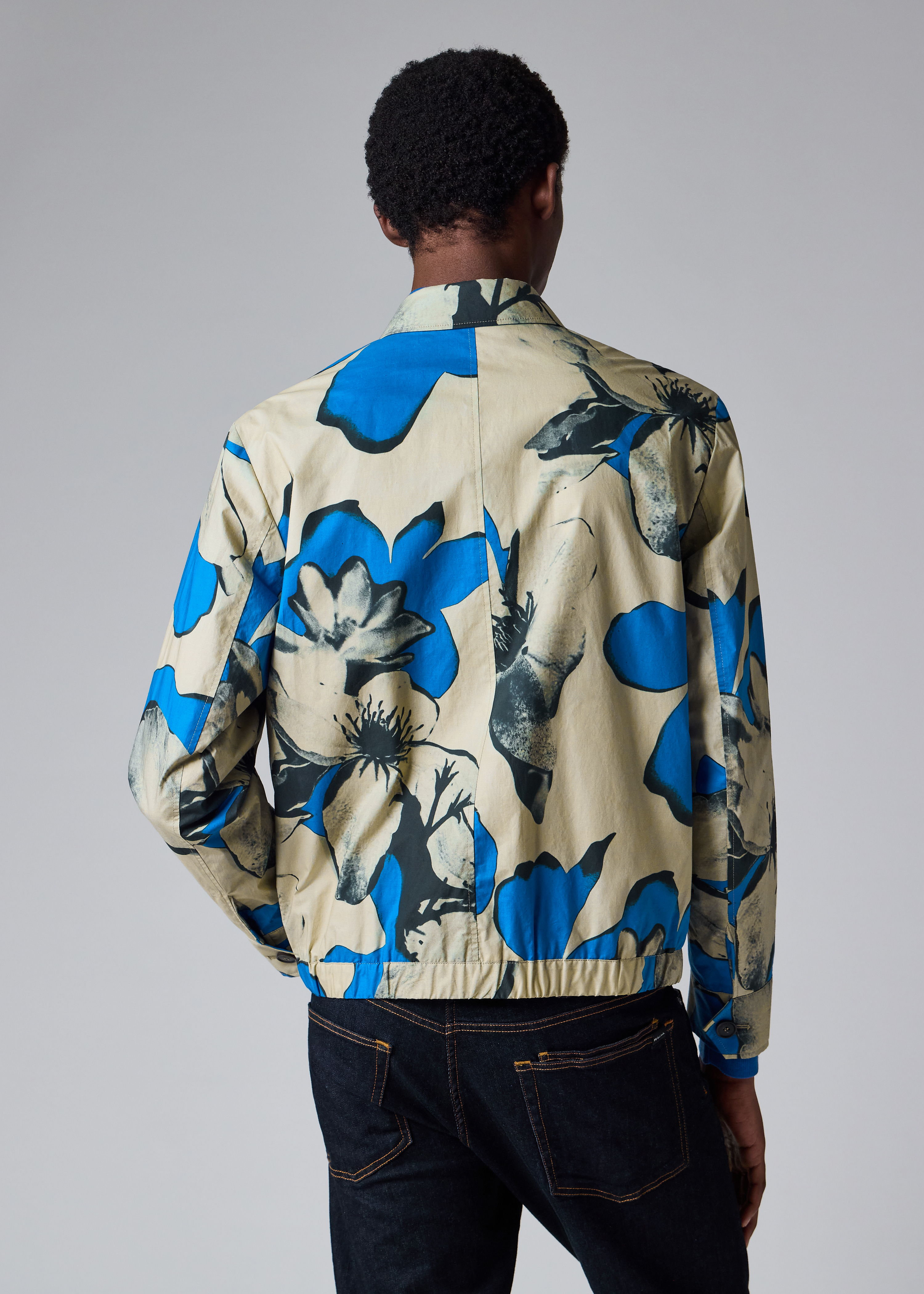 Blue and Ecru Floral Print Cotton Jacket thumbnail 5