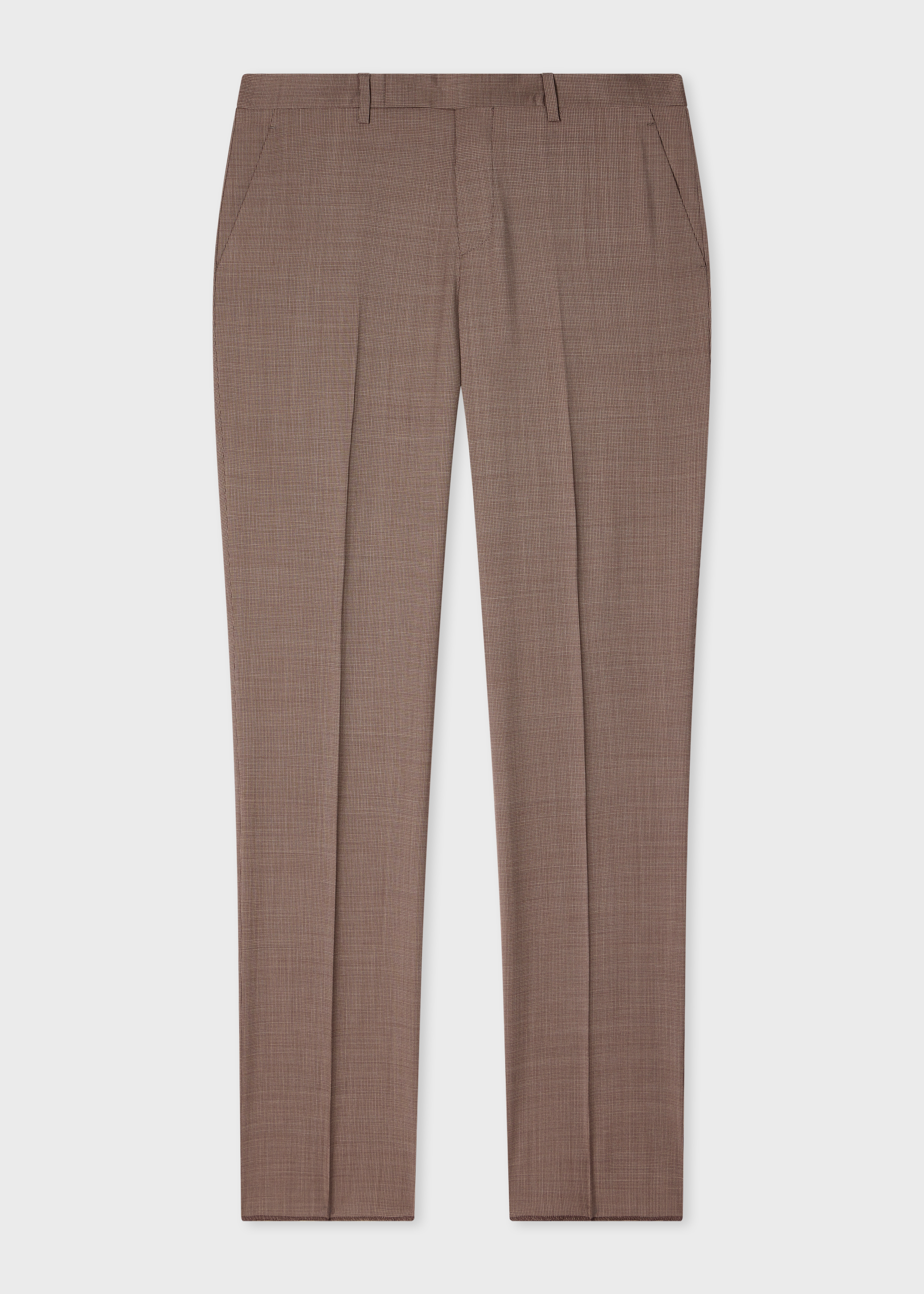 Slim-Fit Brown Houndstooth Wool Trousers primary image