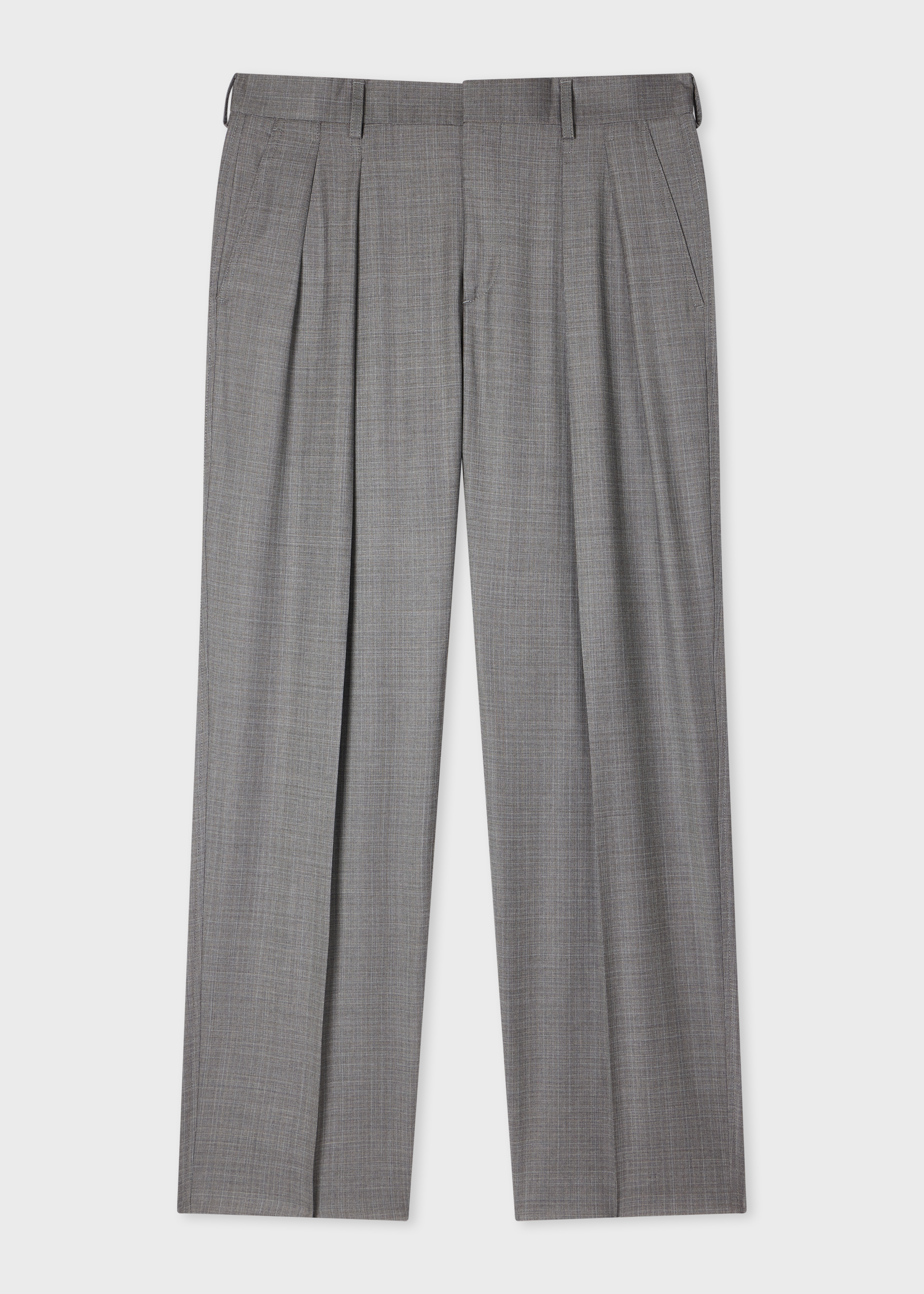 Grey Superfine Merino Wool Pleated Trousers primary image