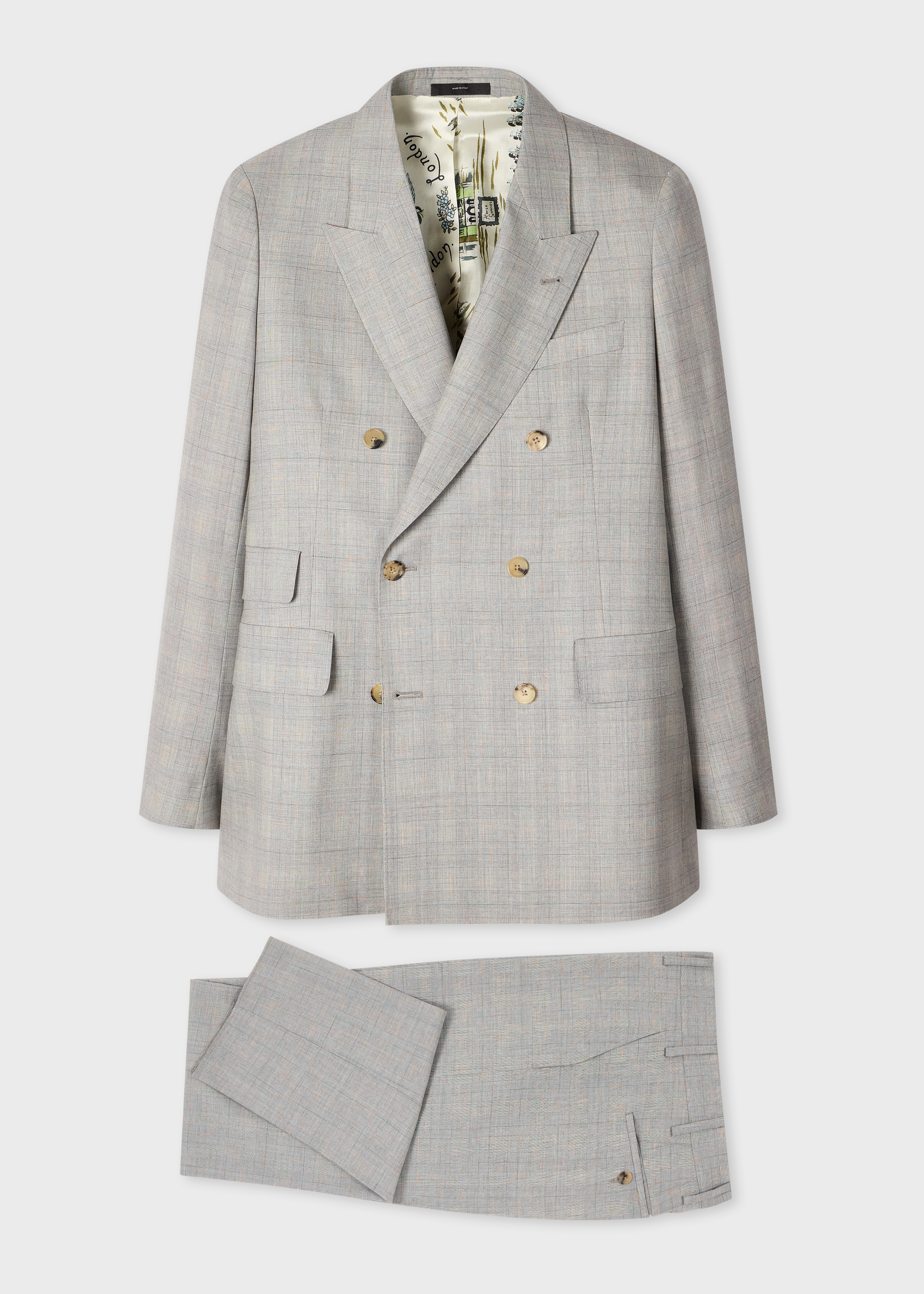 Grey Space-Dye Check Wool Double-Breasted Suit primary image
