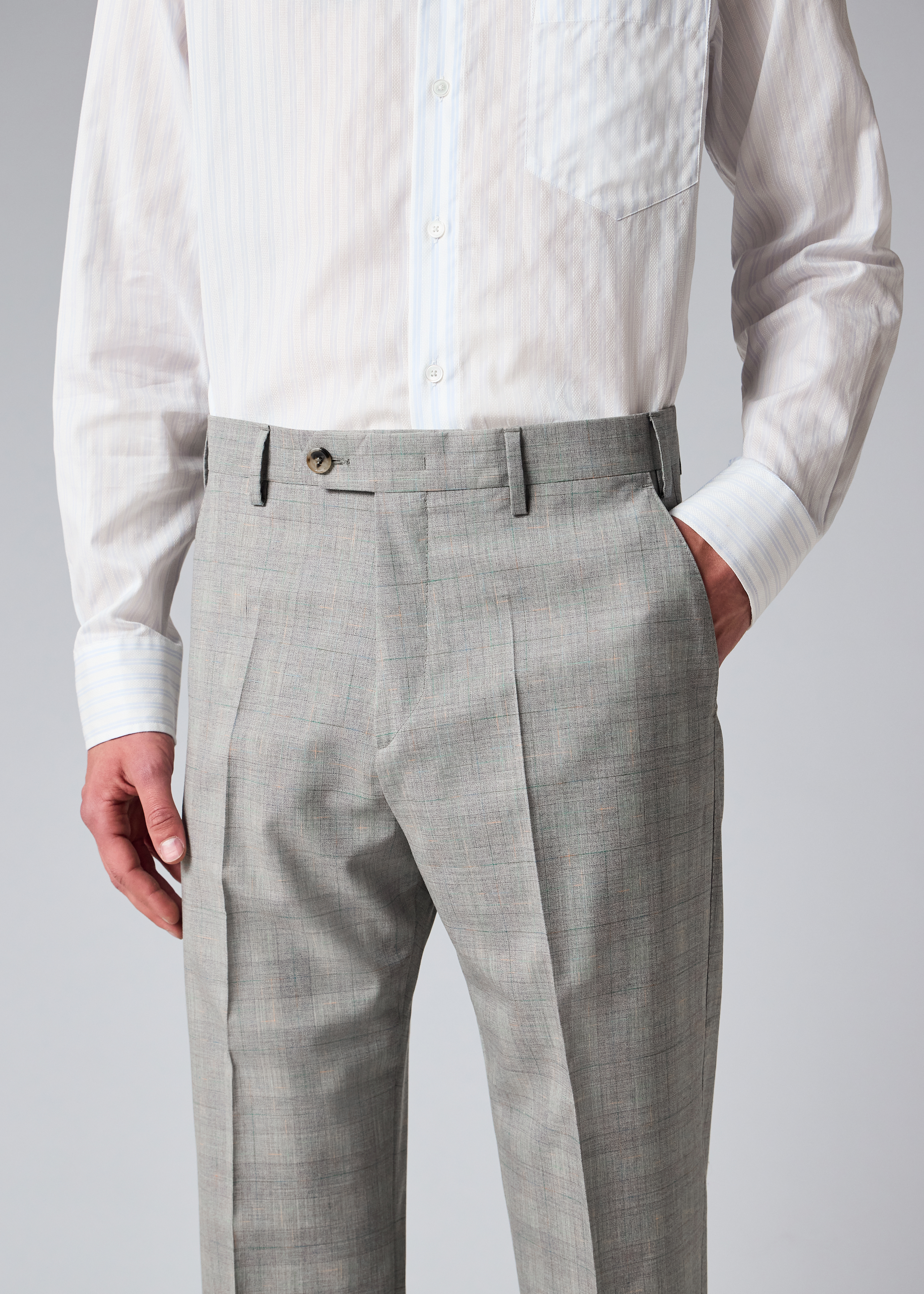 Grey Space-Dye Check Wool Double-Breasted Suit thumbnail 14