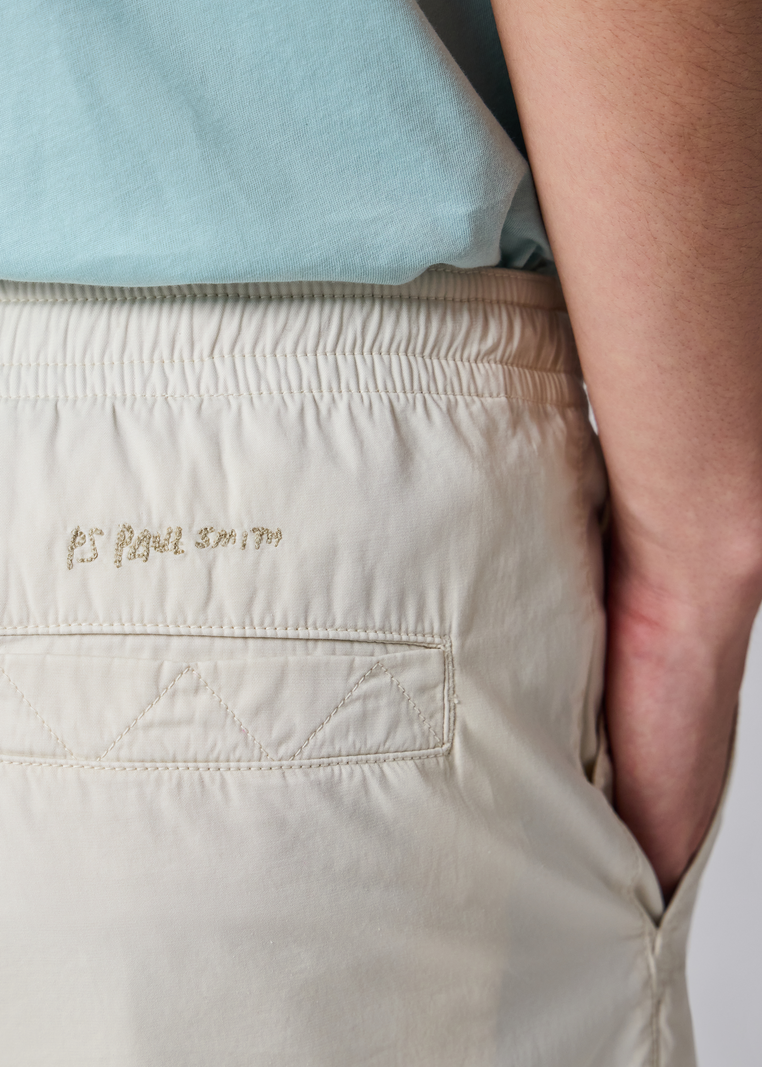 Ecru Cotton Drawstring-Waist Trousers thumbnail 8
