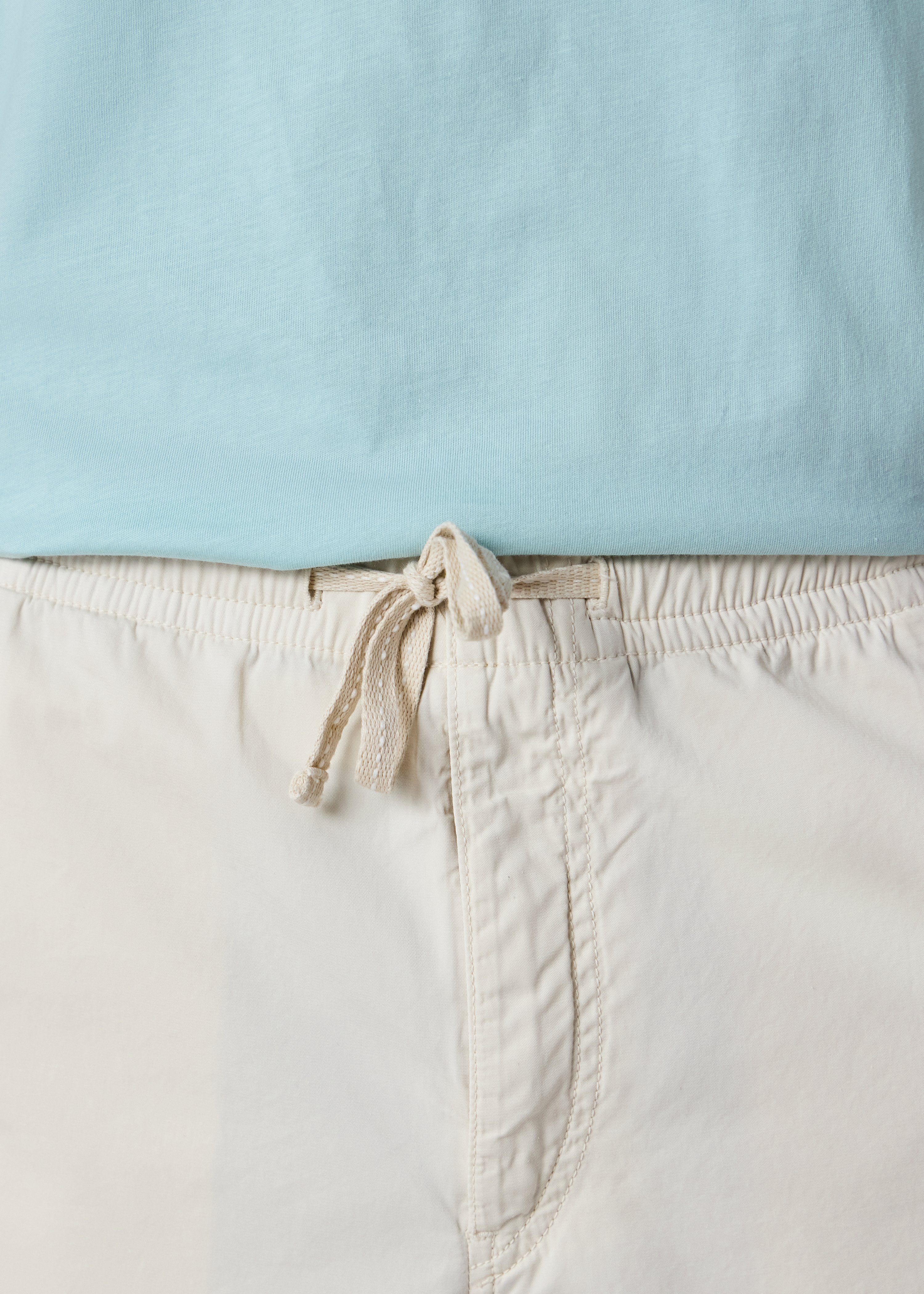 Ecru Cotton Drawstring-Waist Trousers thumbnail 9