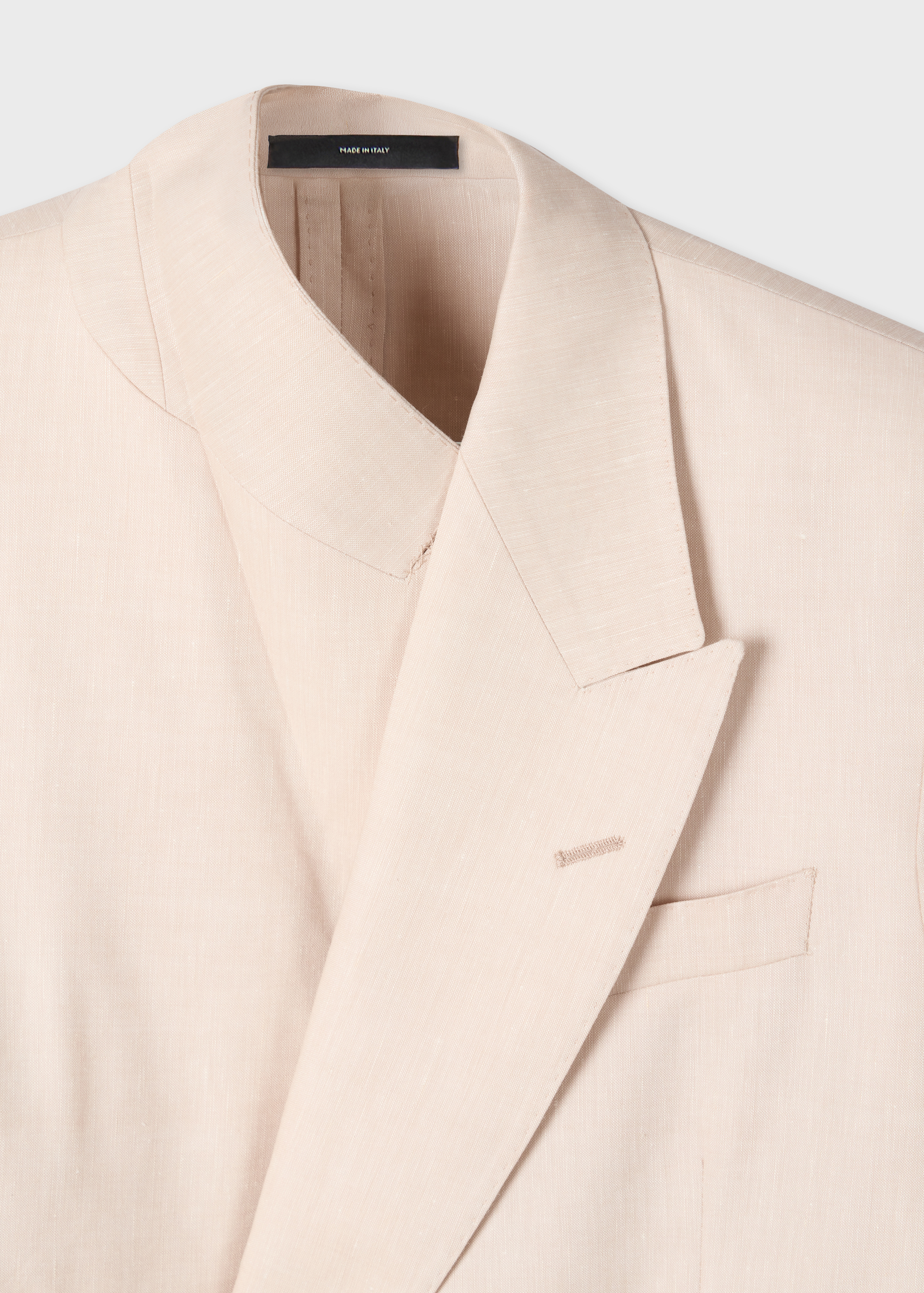 Ivory Linen and Tropical Wool-Blend Double-Breasted Blazer thumbnail 3