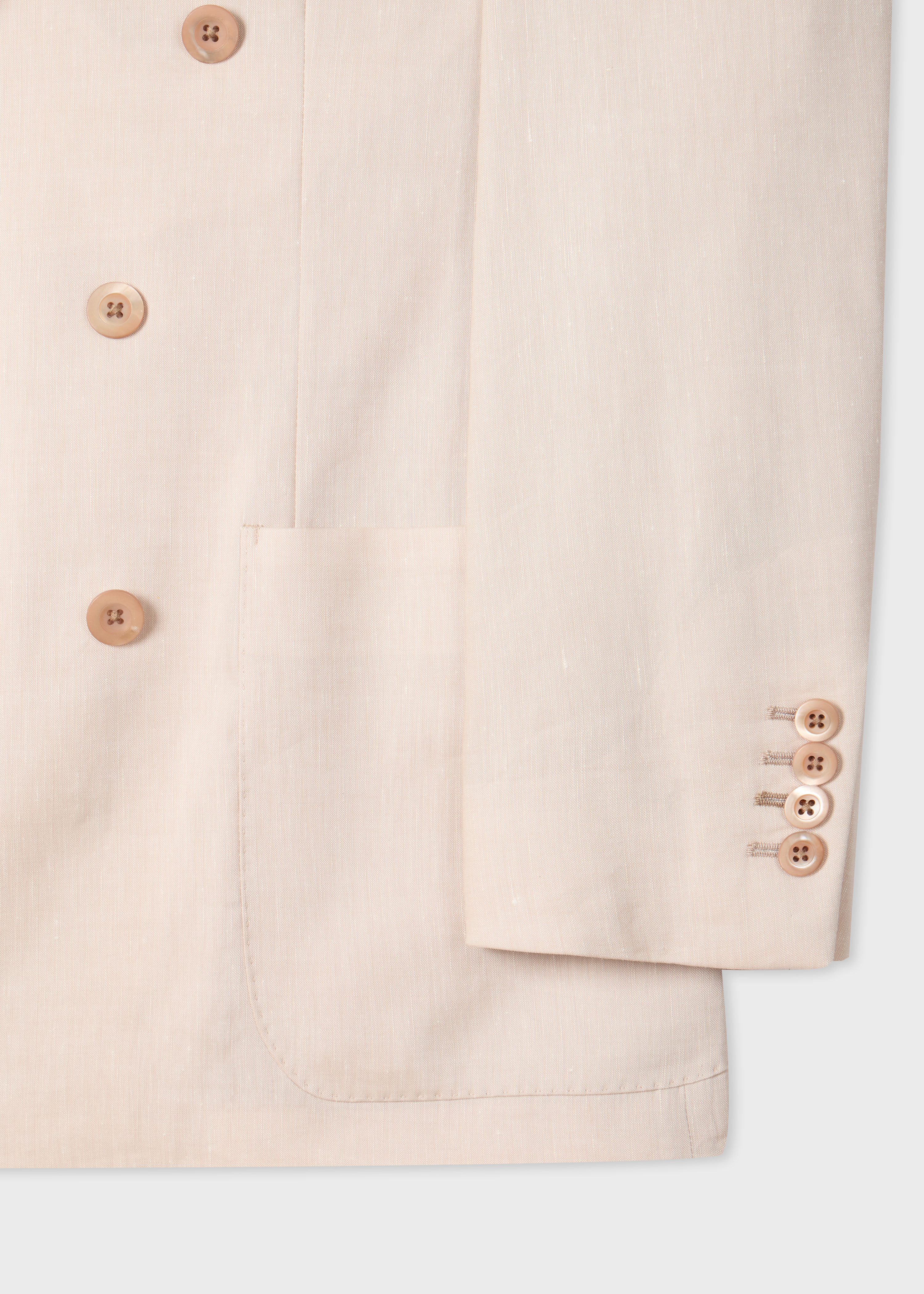Ivory Linen and Tropical Wool-Blend Double-Breasted Blazer thumbnail 4