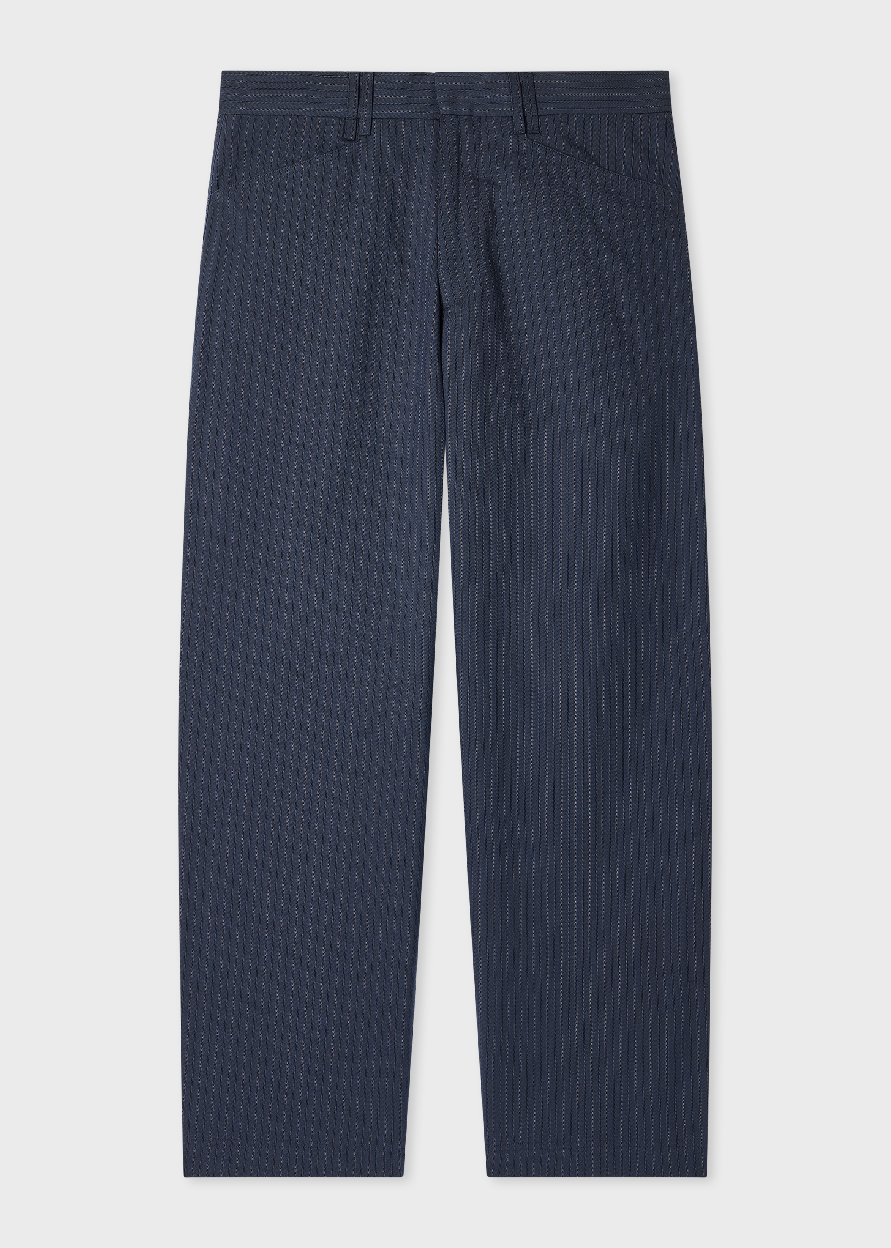 Relaxed-Fit Navy Washed-Twill Stripe Trousers primary image