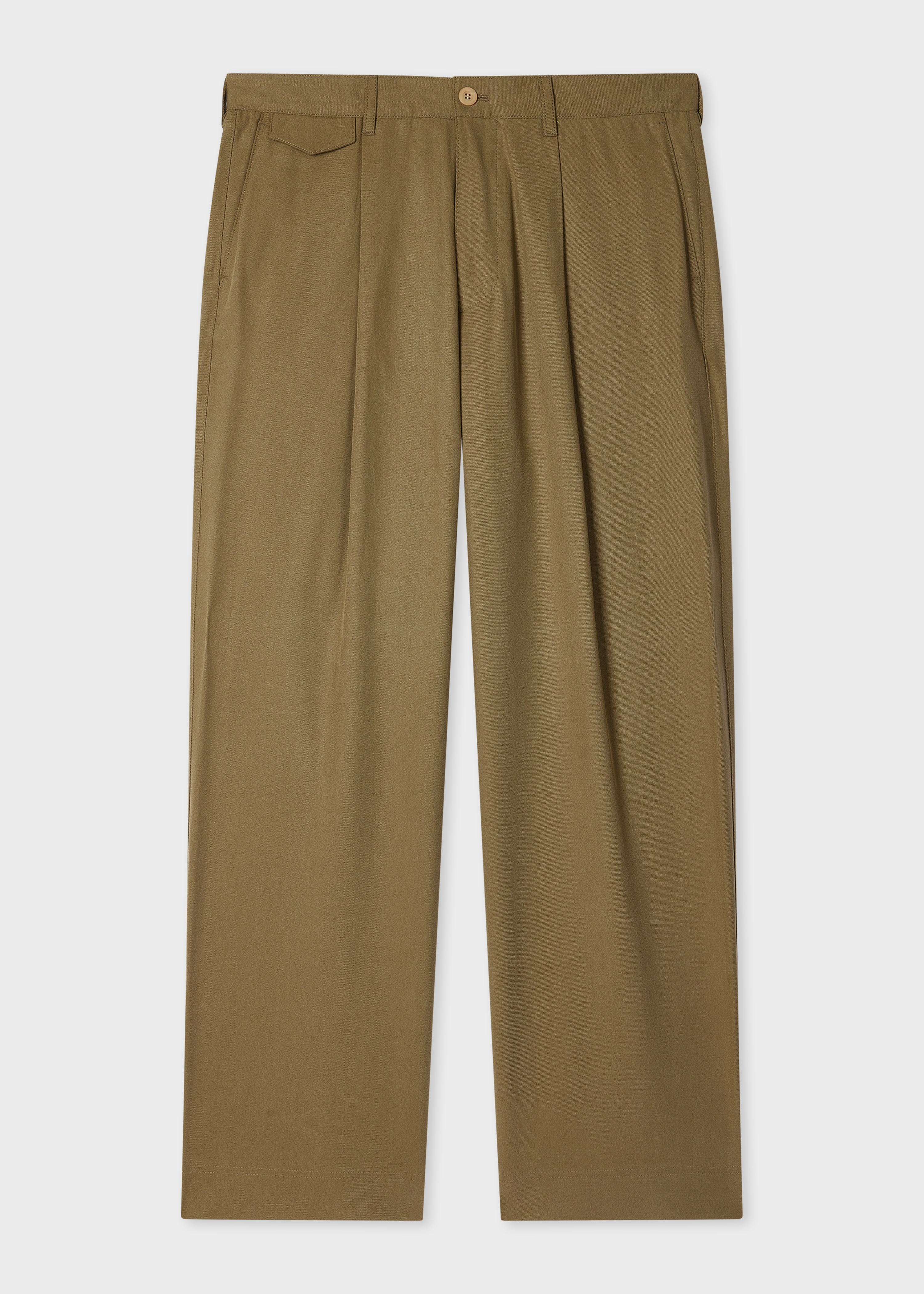 Relaxed-Fit Khaki Pleated Lyocell Trousers primary image