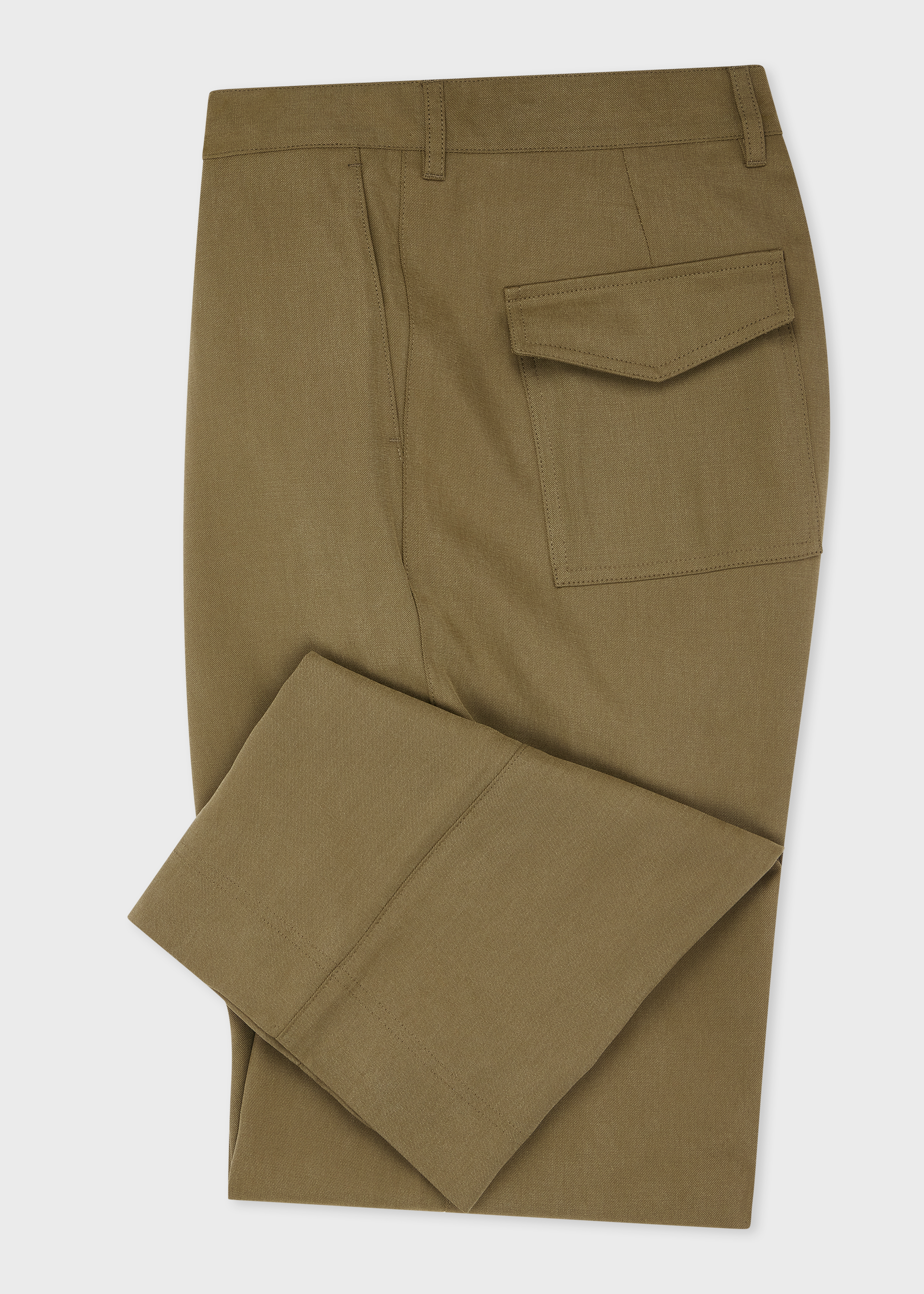 Relaxed-Fit Khaki Pleated Lyocell Trousers thumbnail 13