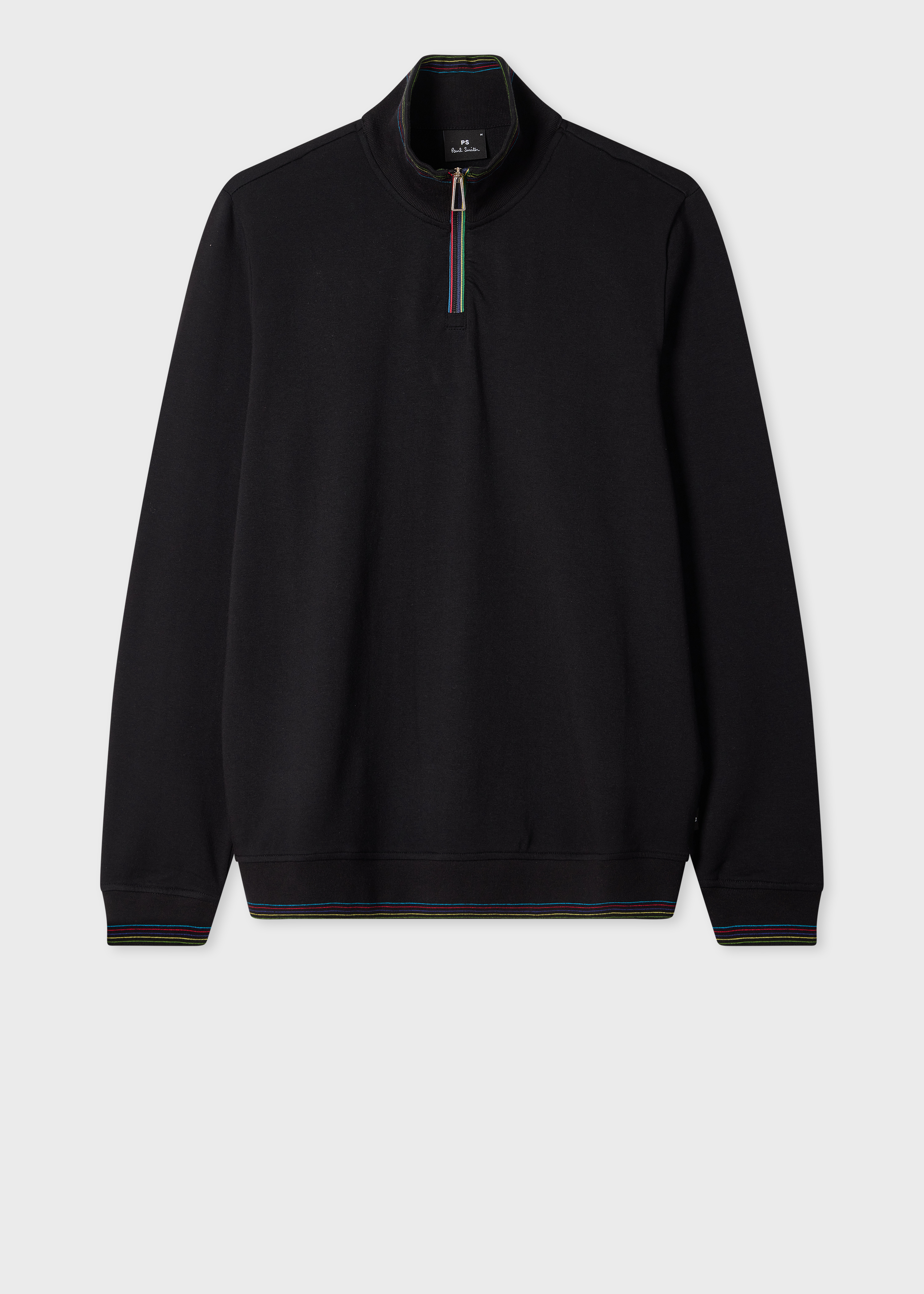 Men's Black 'Sports Stripe' Quarter Zip Top