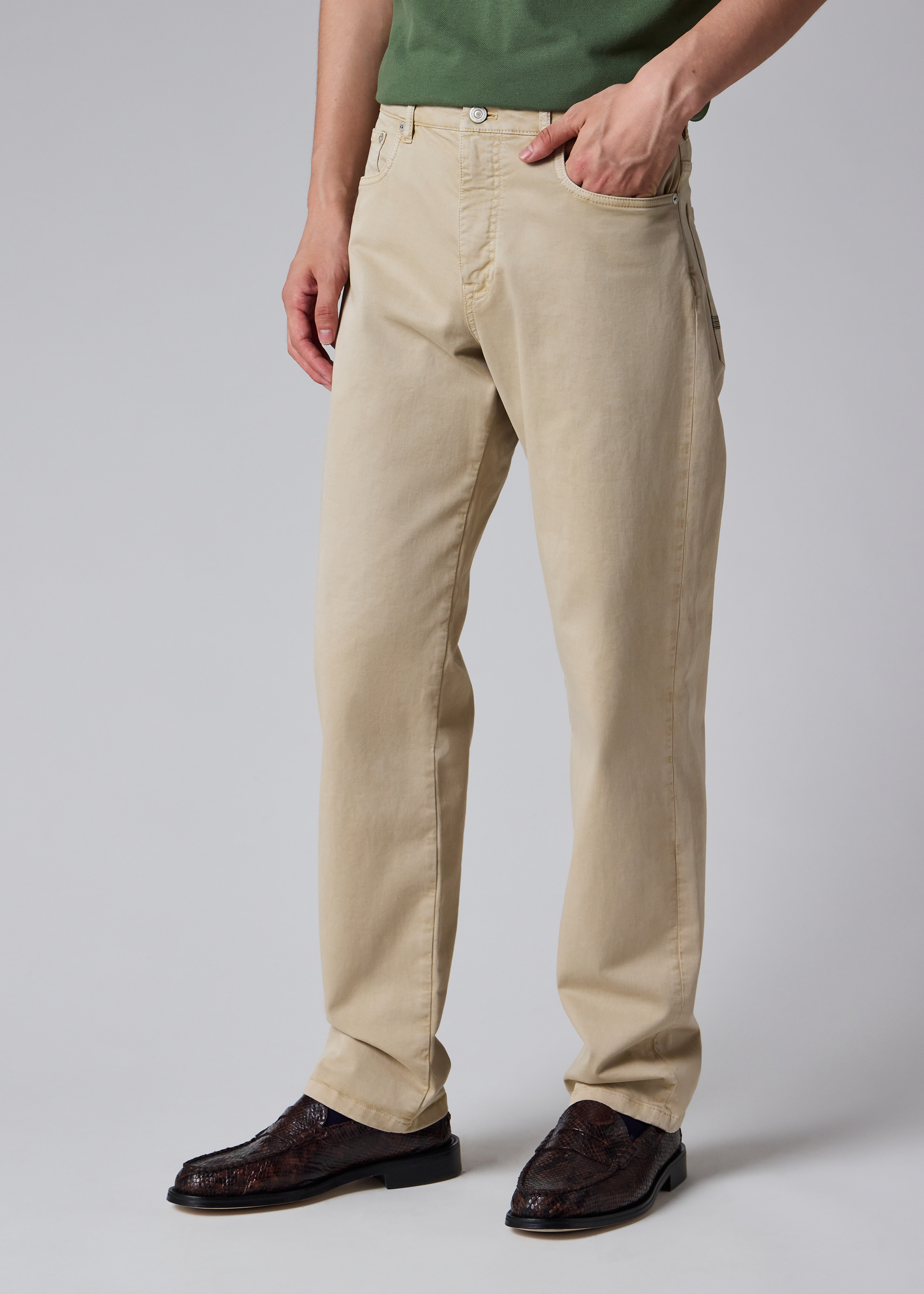 Relaxed Tapered-Fit Beige Cotton-Twill Trousers thumbnail 2