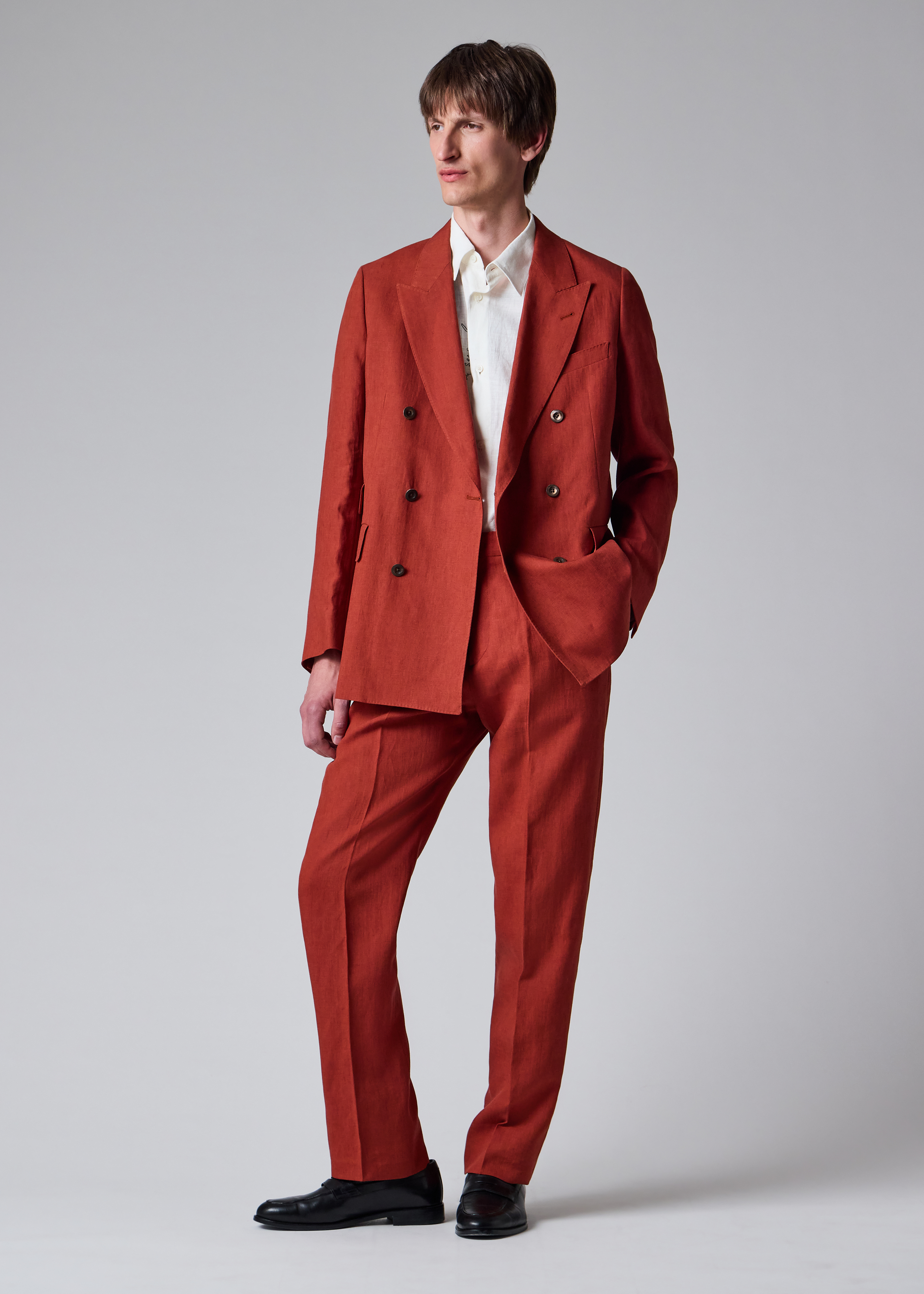 Rust Red Linen Trousers thumbnail 9