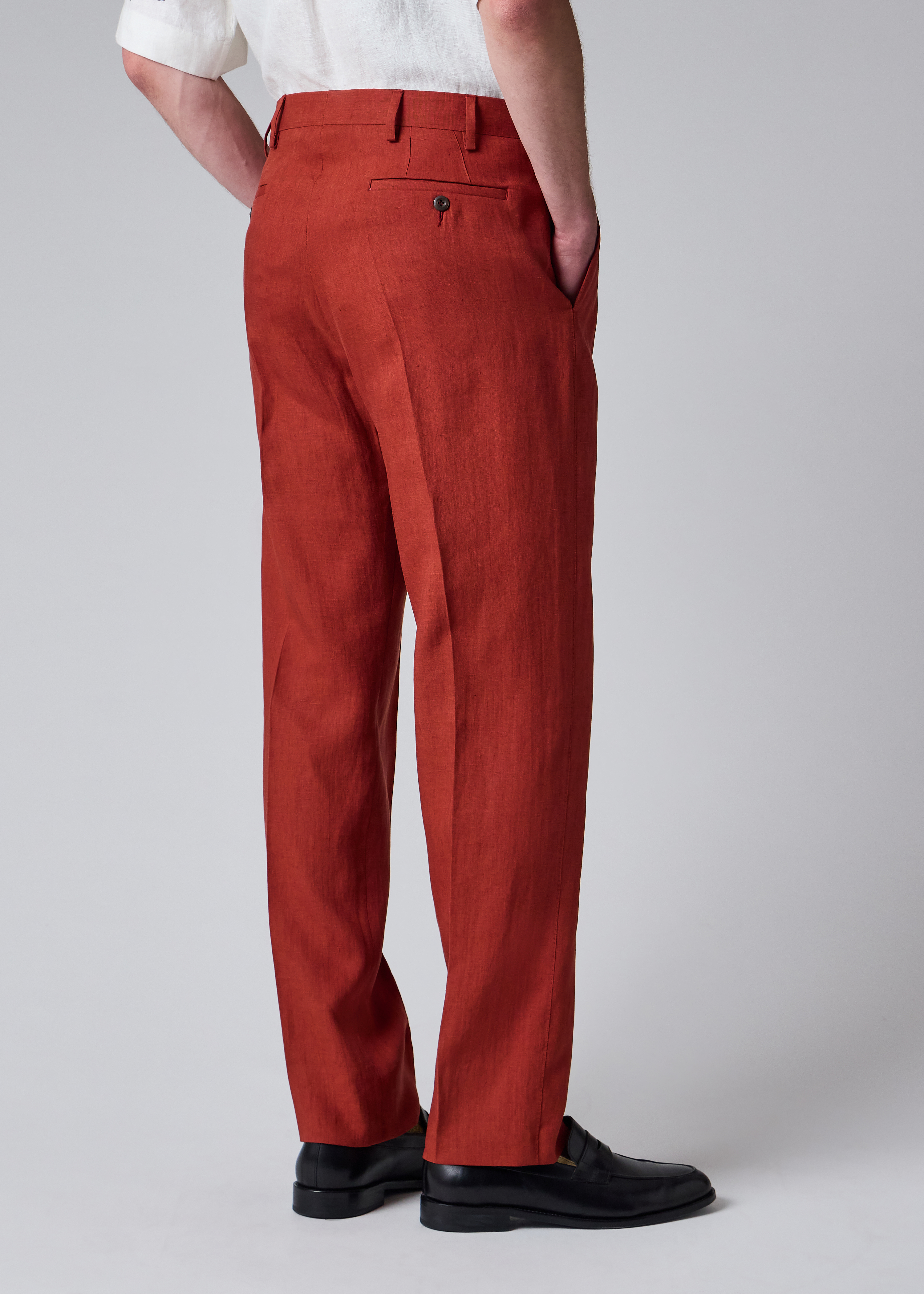 Rust Red Linen Trousers thumbnail 5