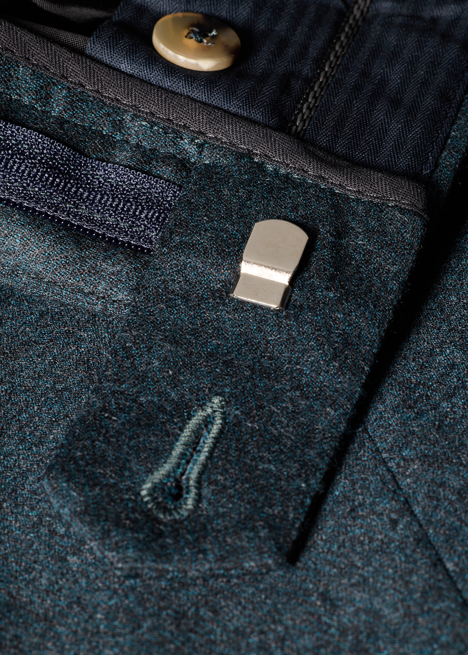 Teal Wool-Cashmere Flannel Trousers thumbnail 5