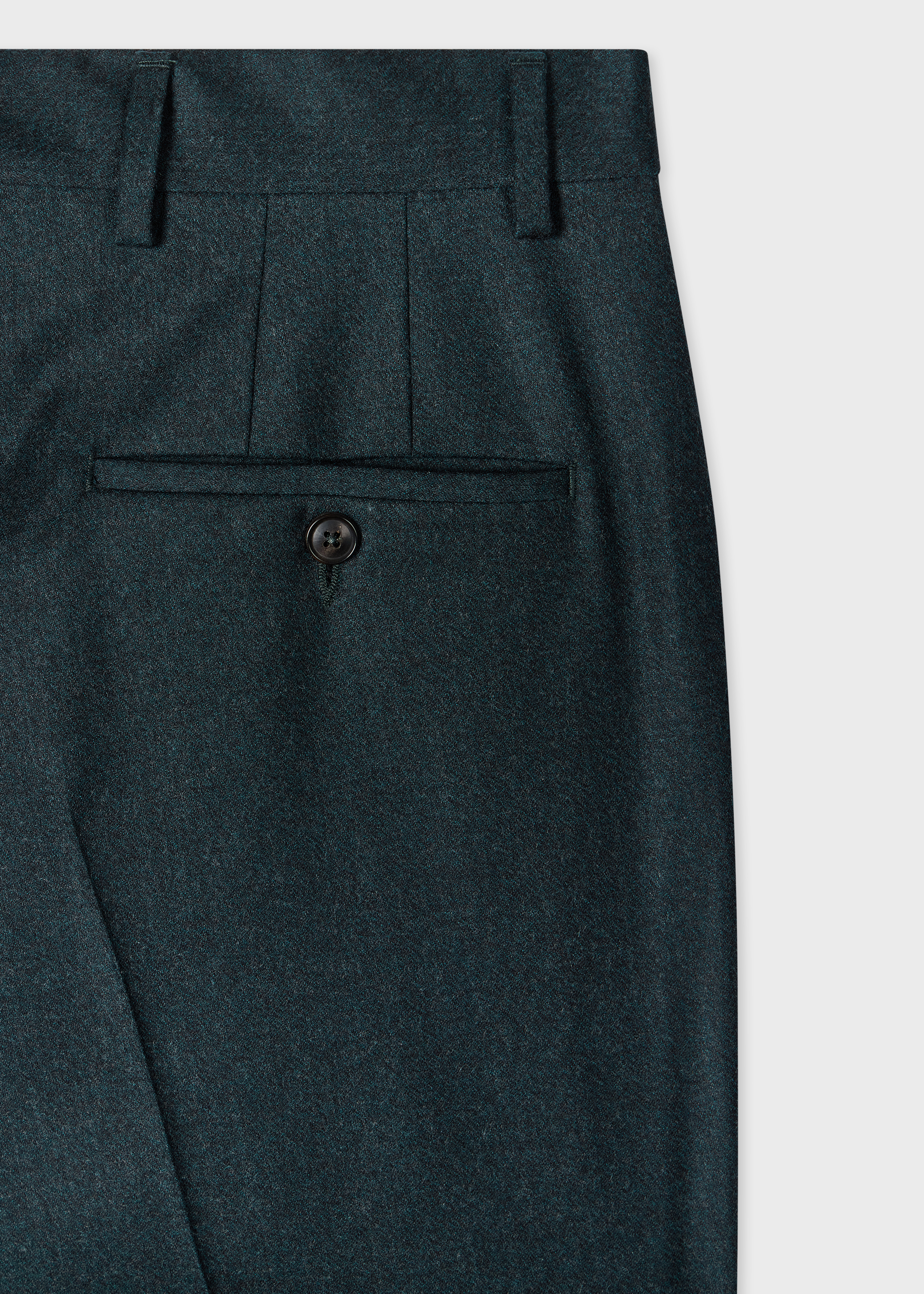 Teal Wool-Cashmere Flannel Trousers thumbnail 3