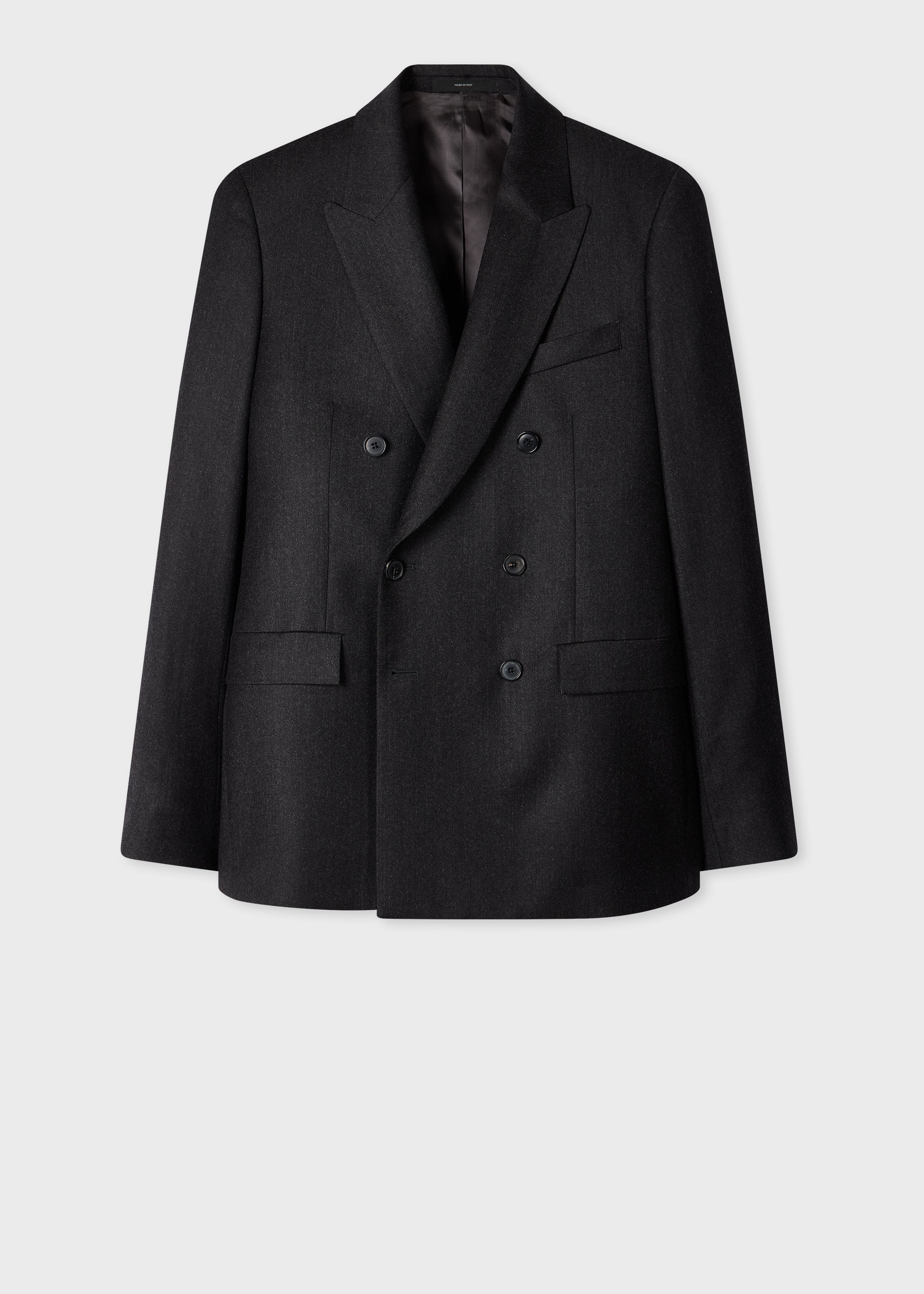 Charcoal Wool-Cashmere Flannel Double-Breasted Blazer primary image