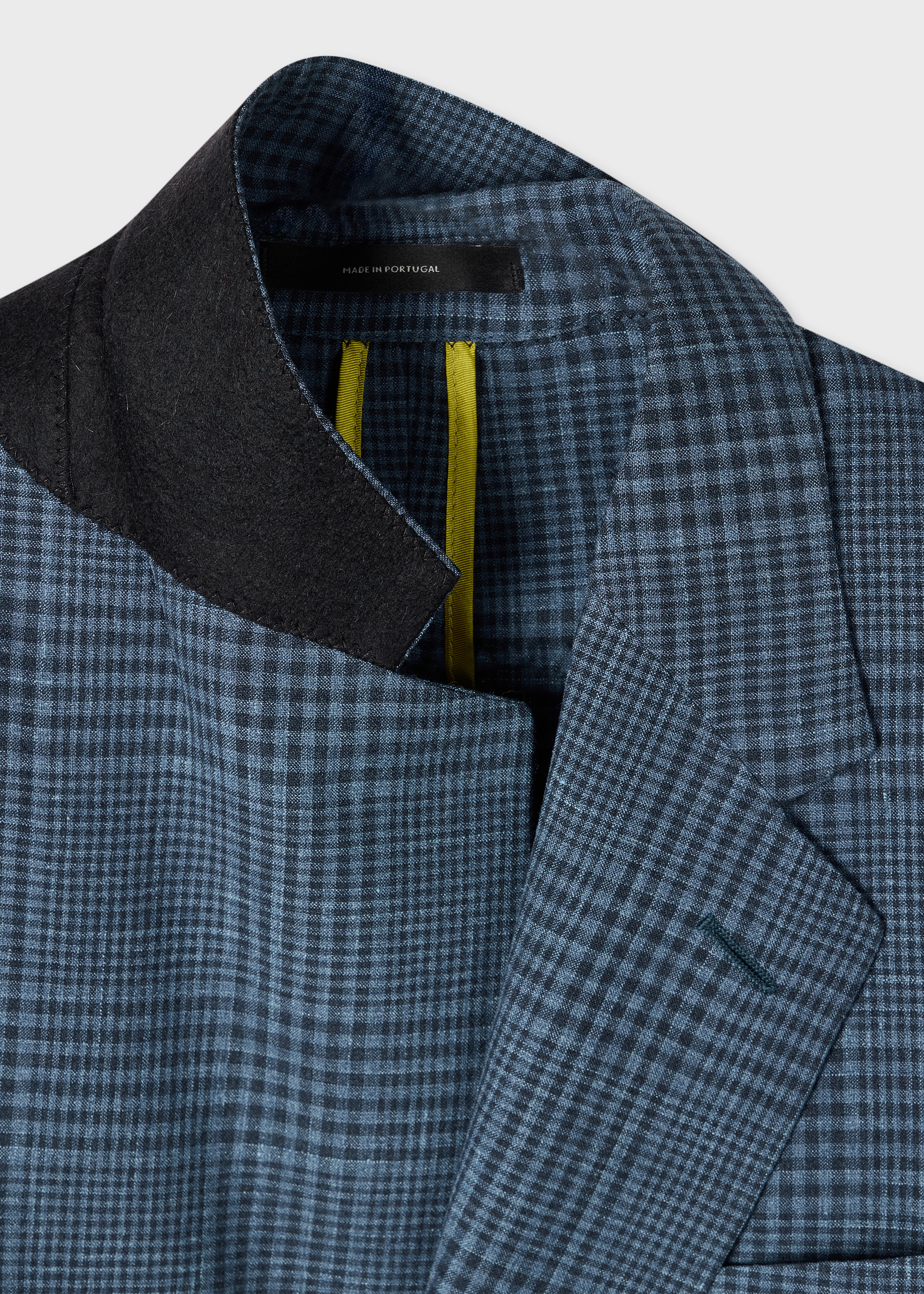 Blue 'Summertime' Wool-Silk Check Blazer thumbnail 3